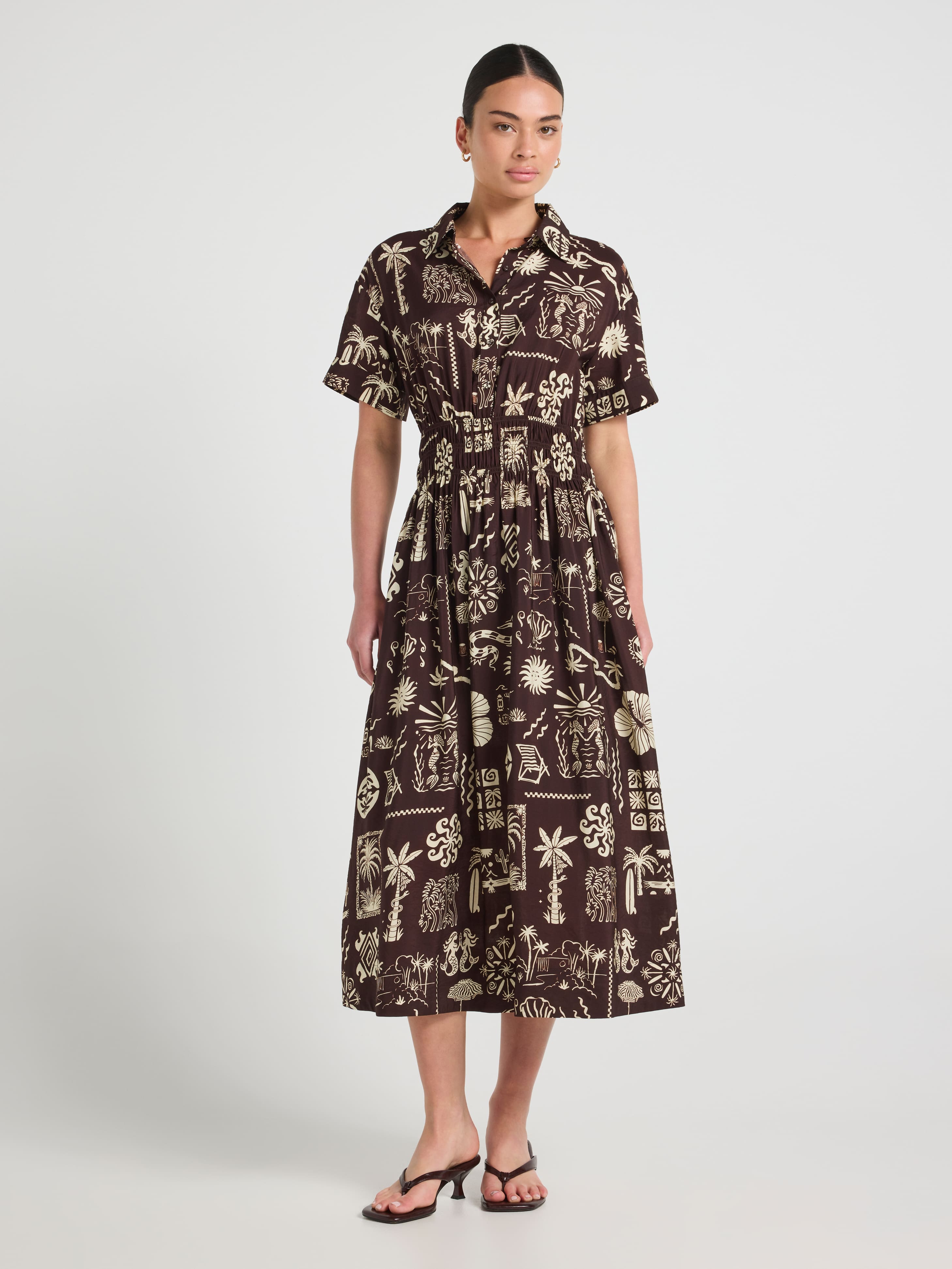 Shirley Shirred Midi Dress