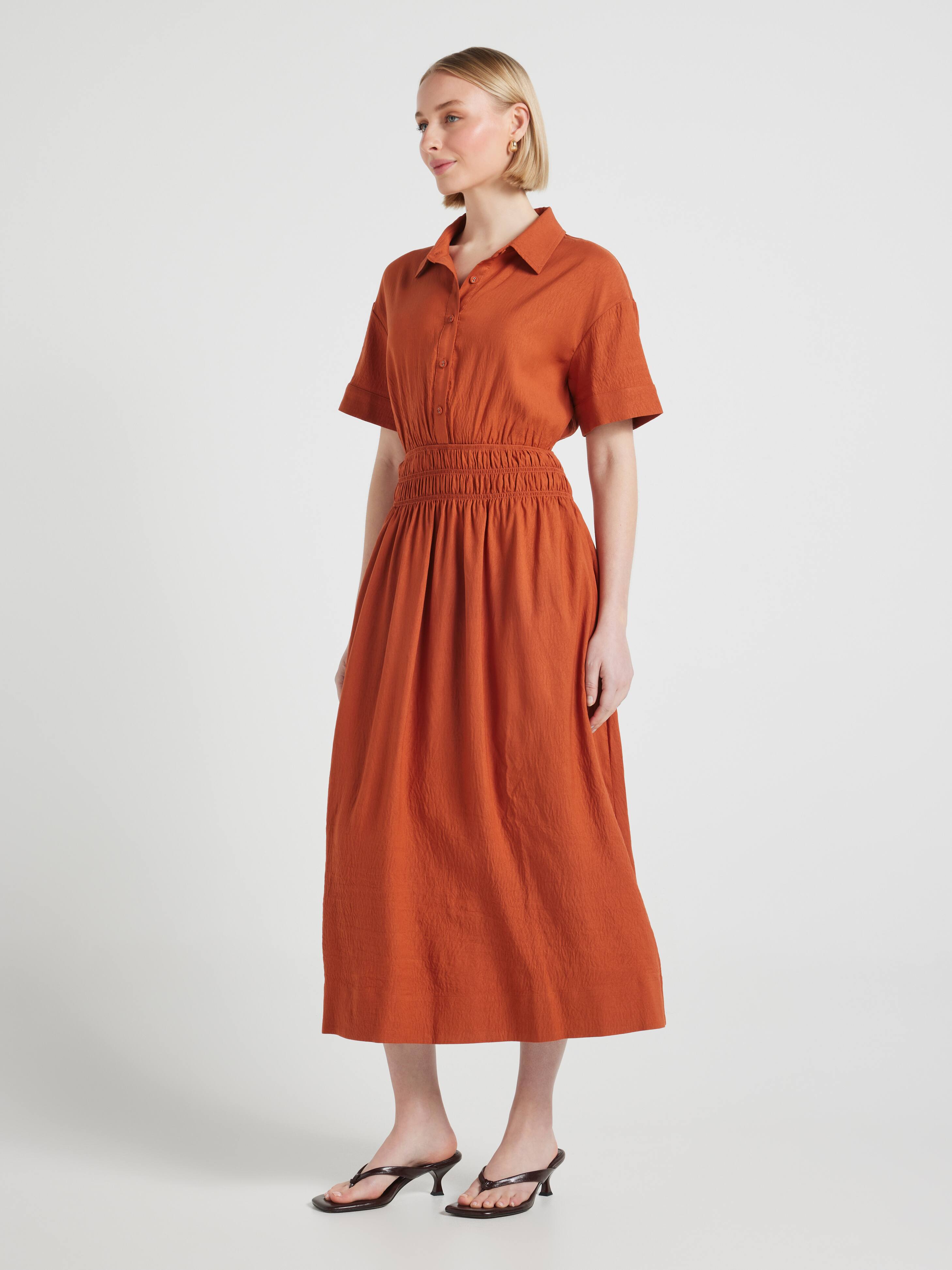 Shirley Shirred Midi Dress