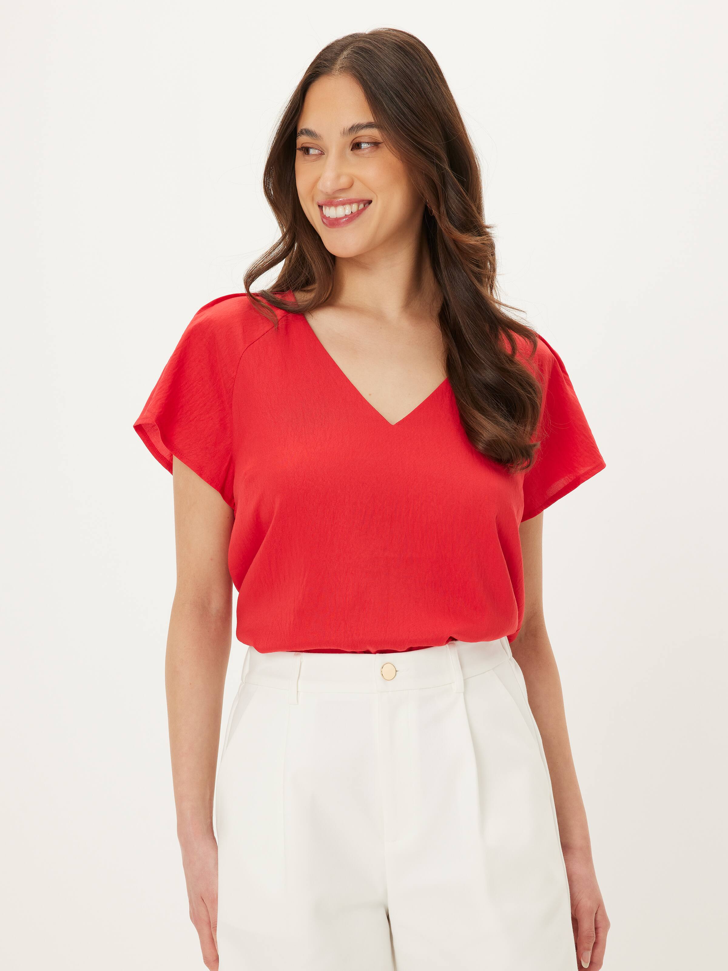 Venus V Neck Pleat Sleeve Blouse