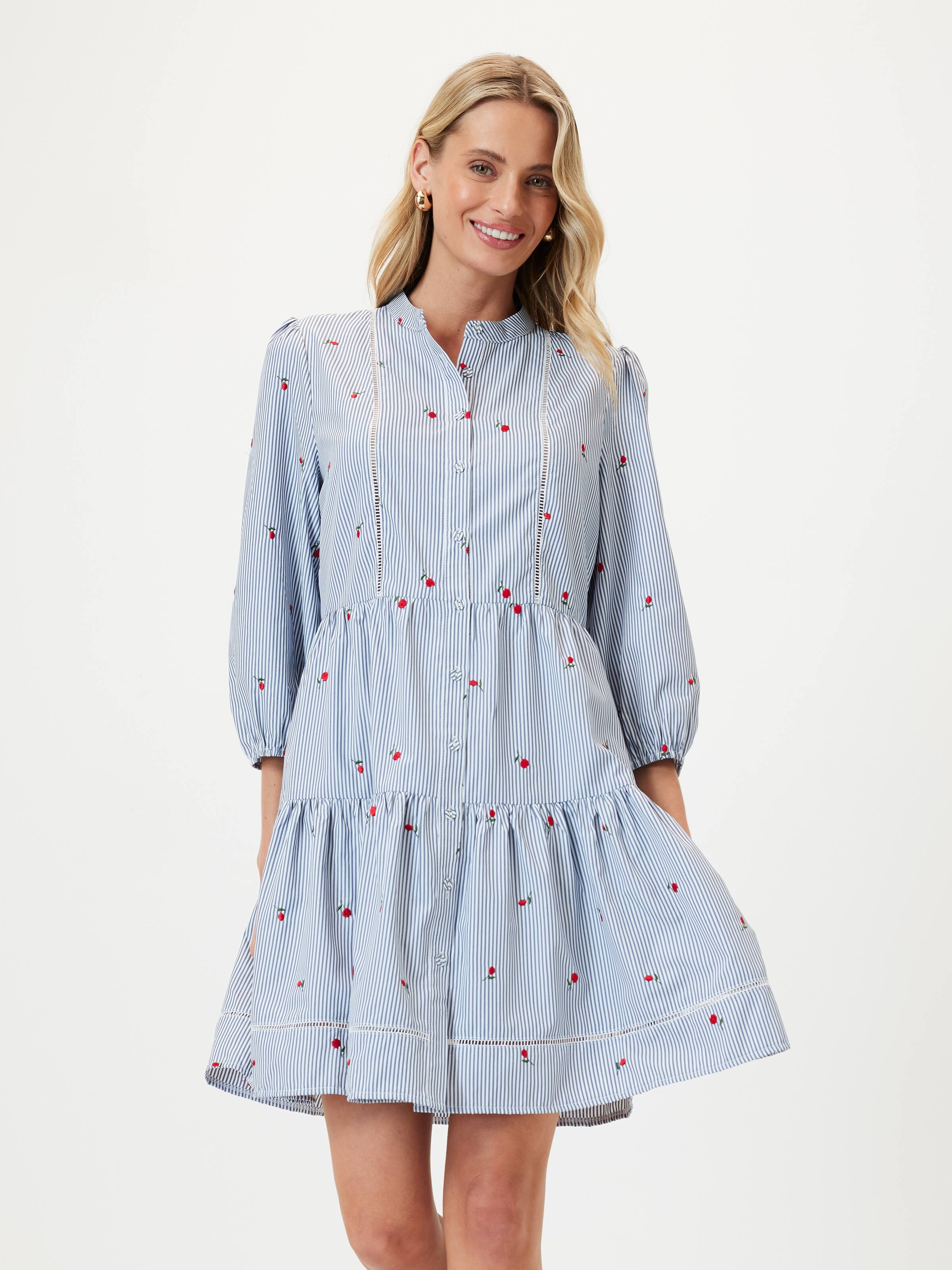 Eden Lace Detail Tiered Shirt Dress