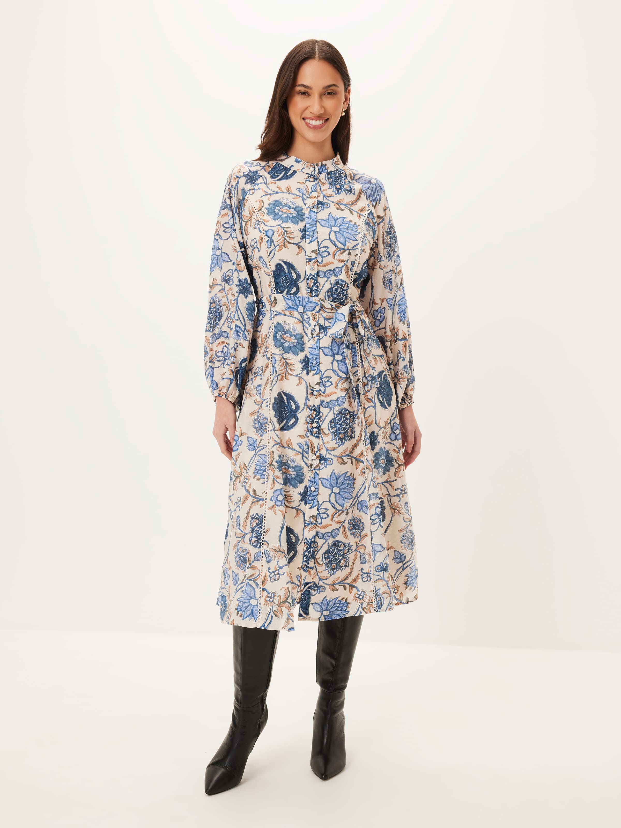 Maeve Long Sleeve Midi Shirt Dress