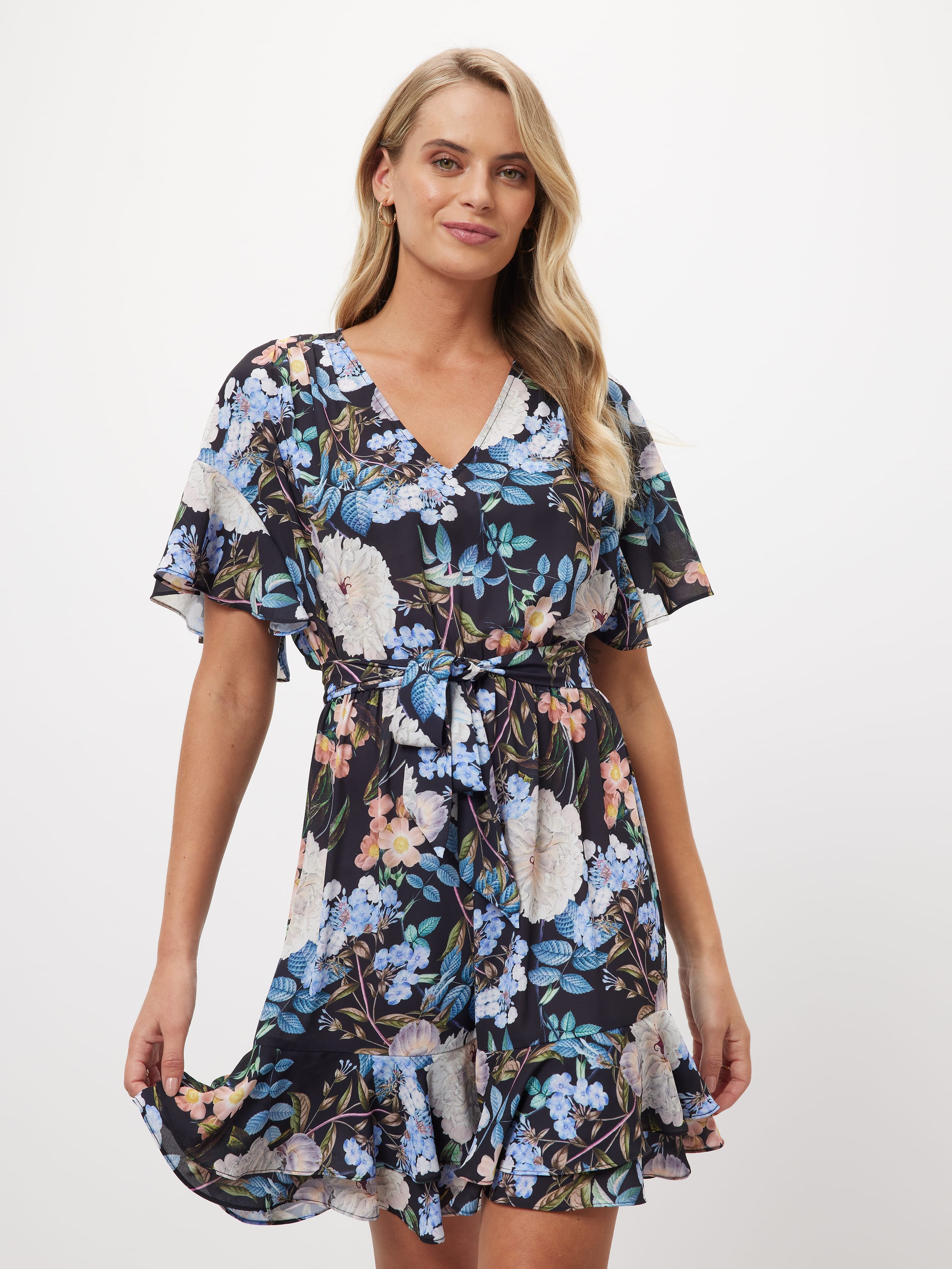 Davina Ruffle Sleeve Dress