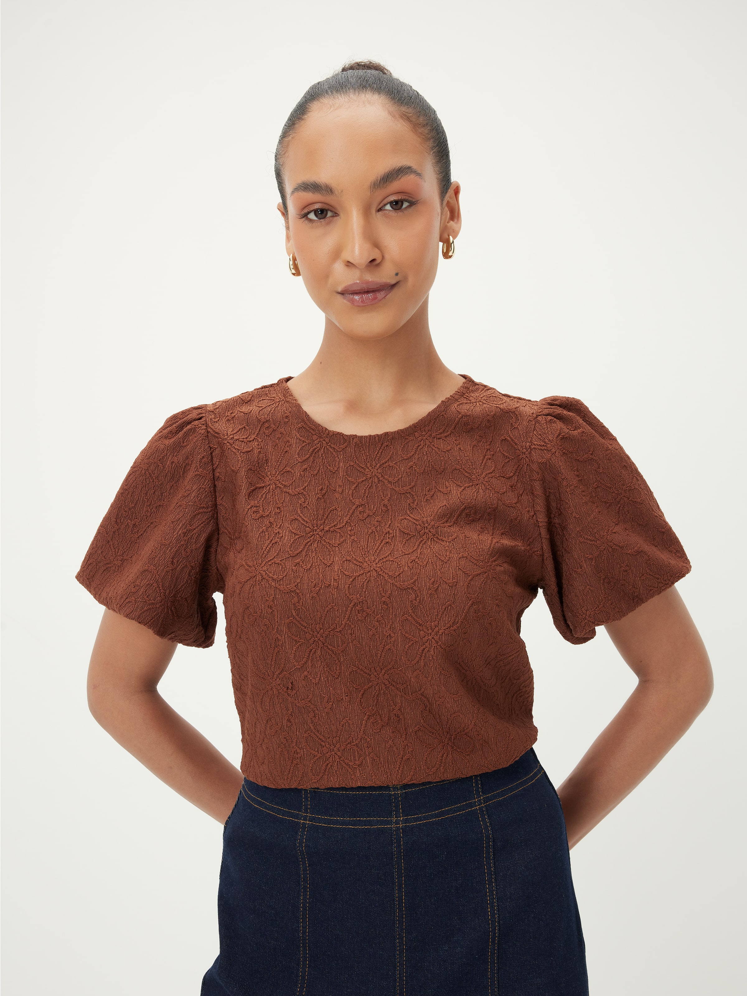 Eva Textured Puff Sleeve Tee