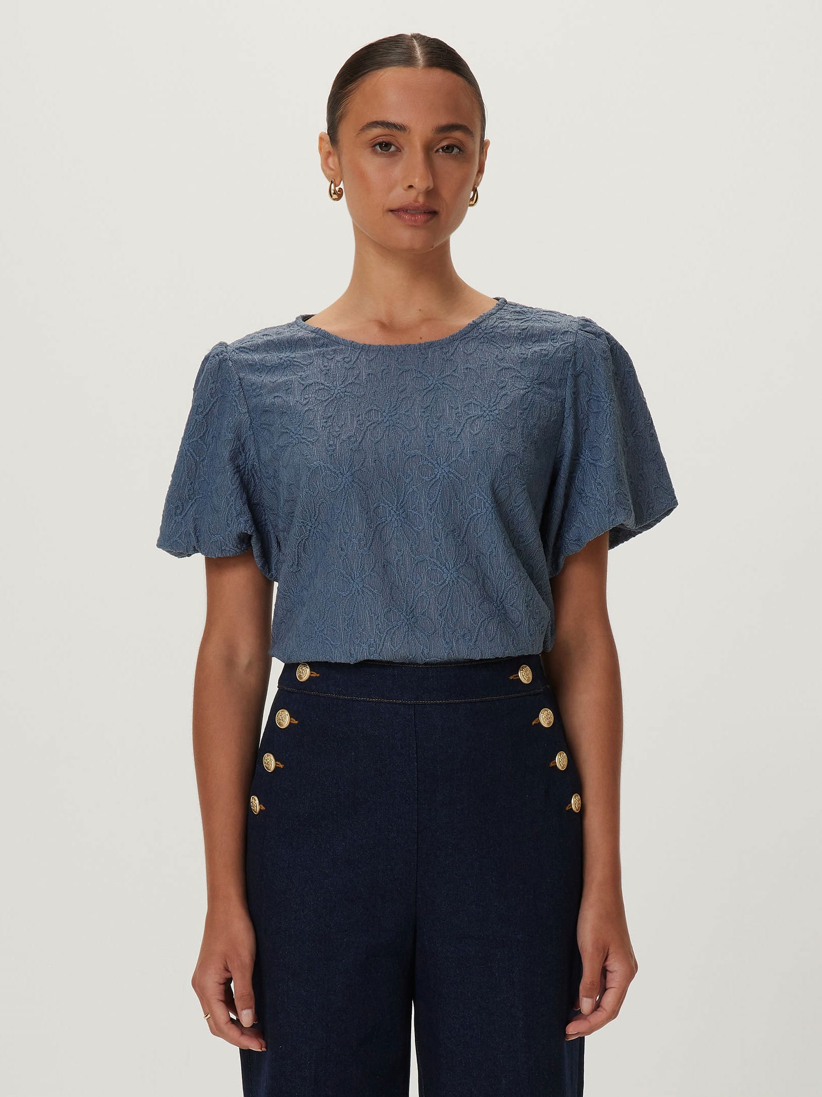 Eva Textured Puff Sleeve Tee