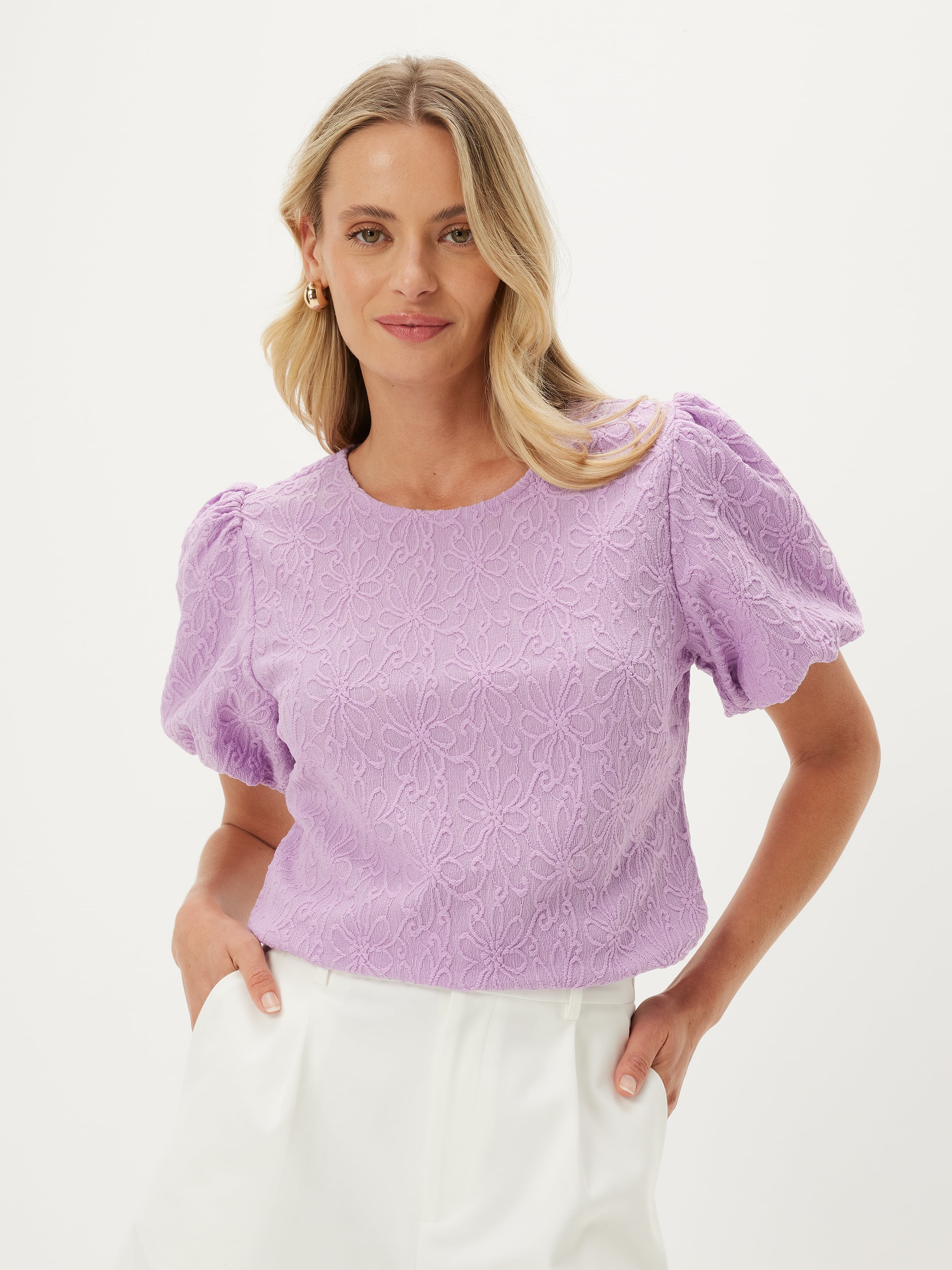 Eva Textured Puff Sleeve Tee