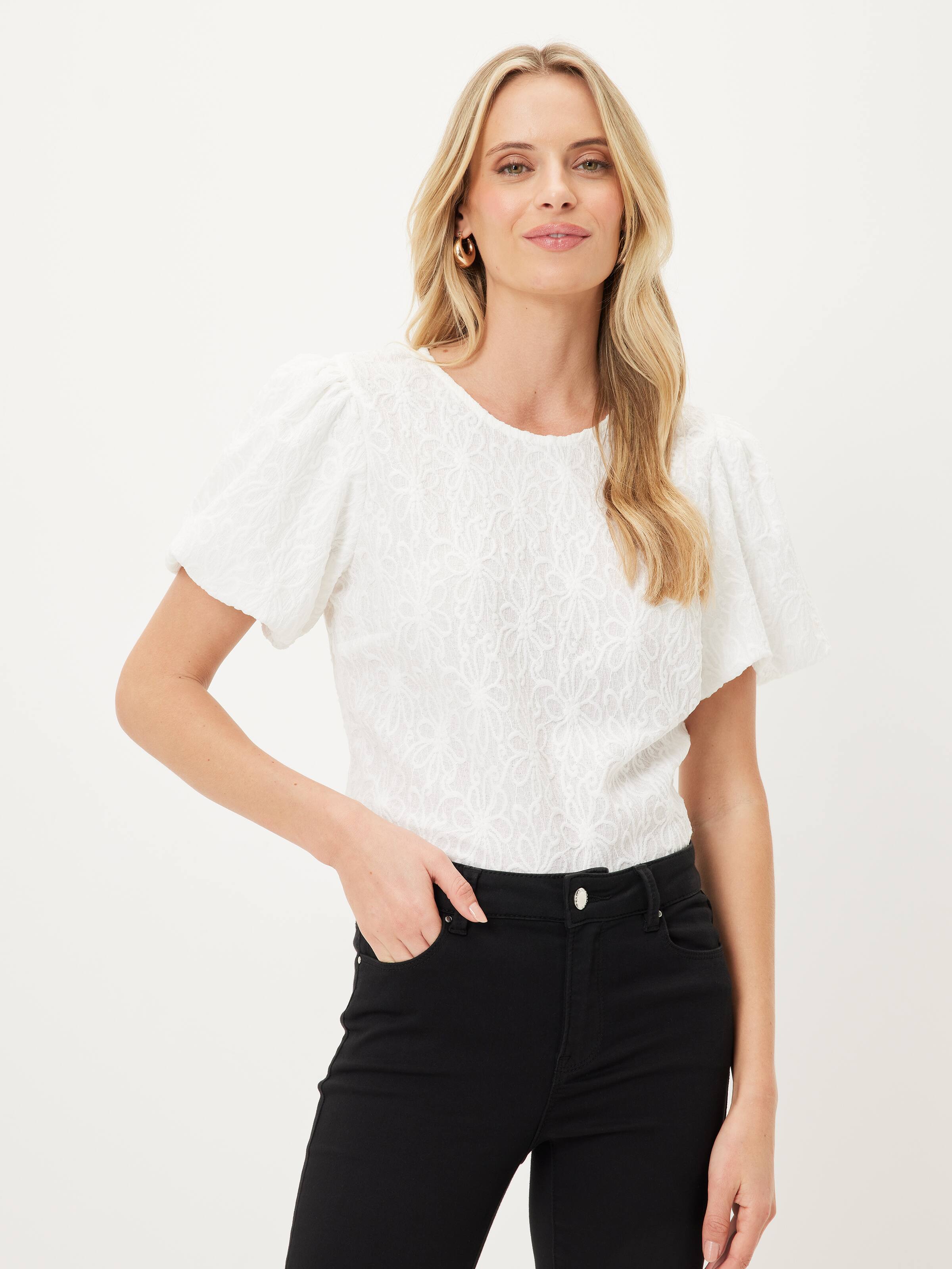 Eva Textured Puff Sleeve Tee