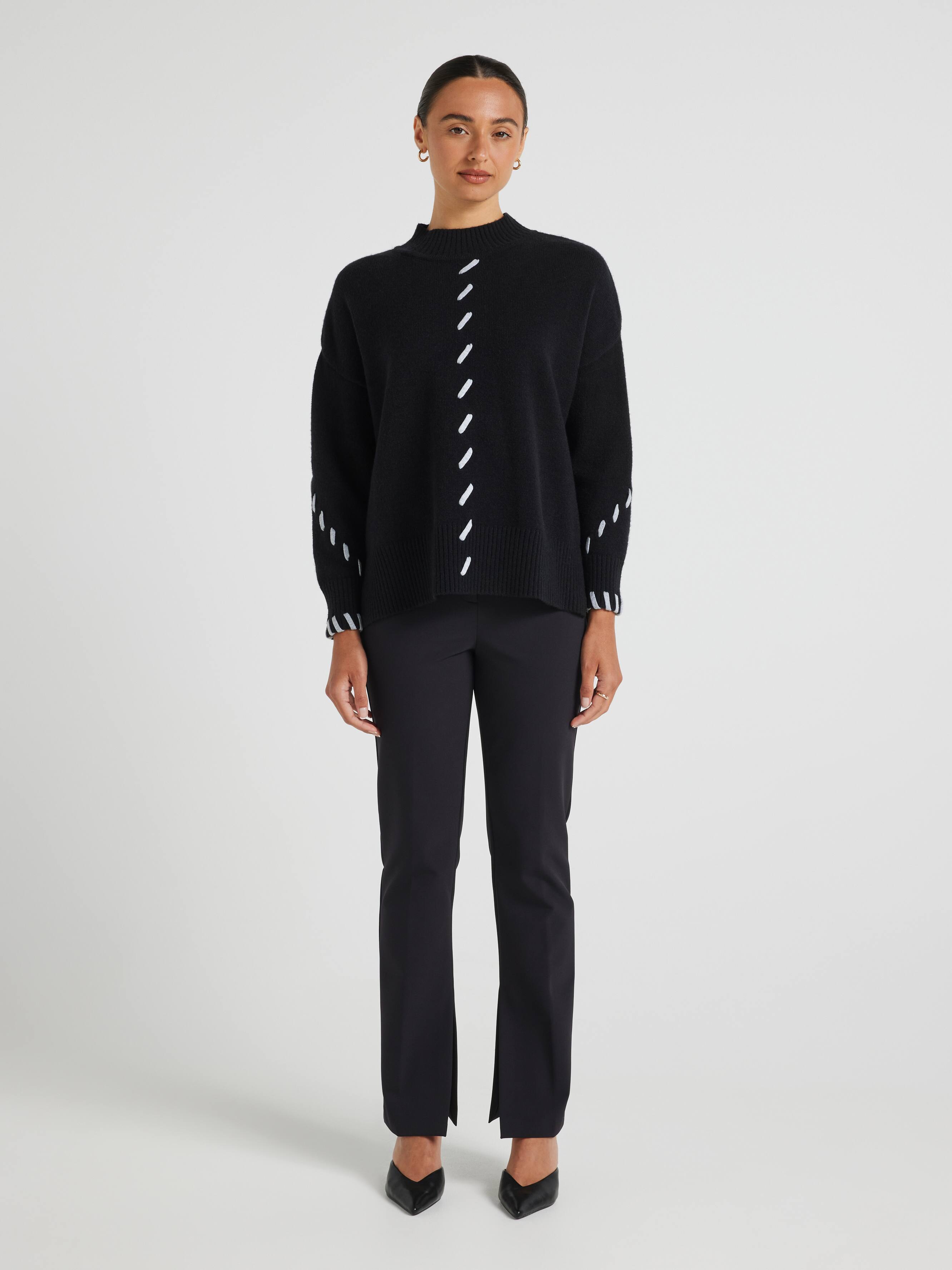 Jamie 3/4 Sleeve Cross Stitch Jumper