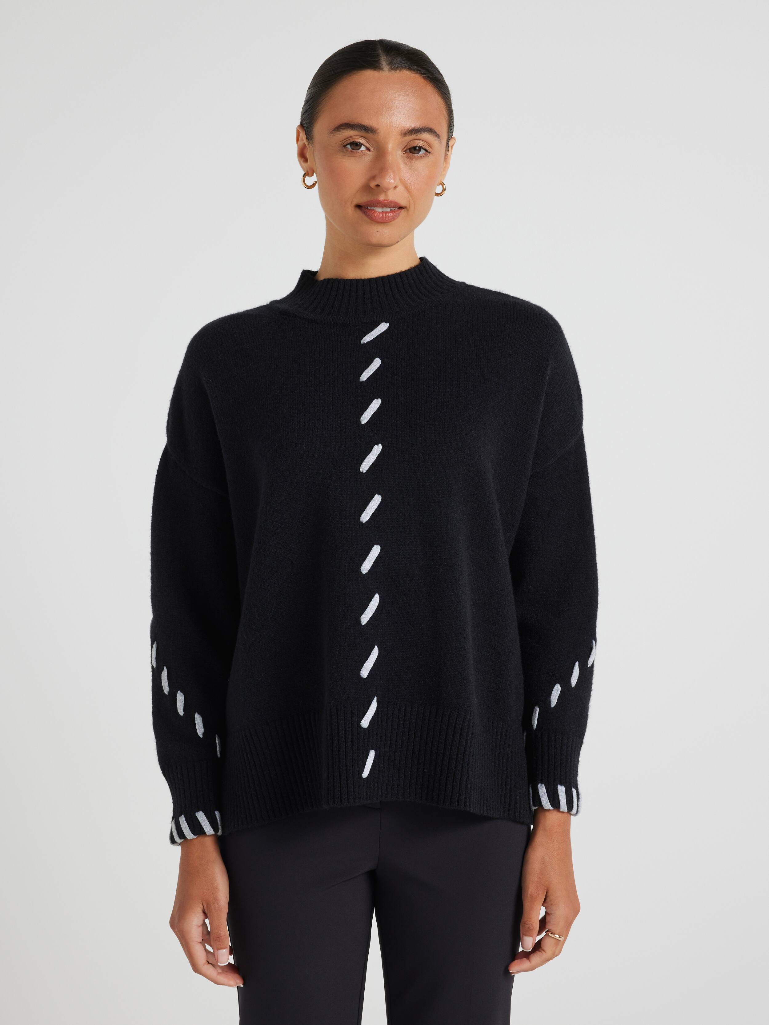 Jamie 3/4 Sleeve Cross Stitch Jumper