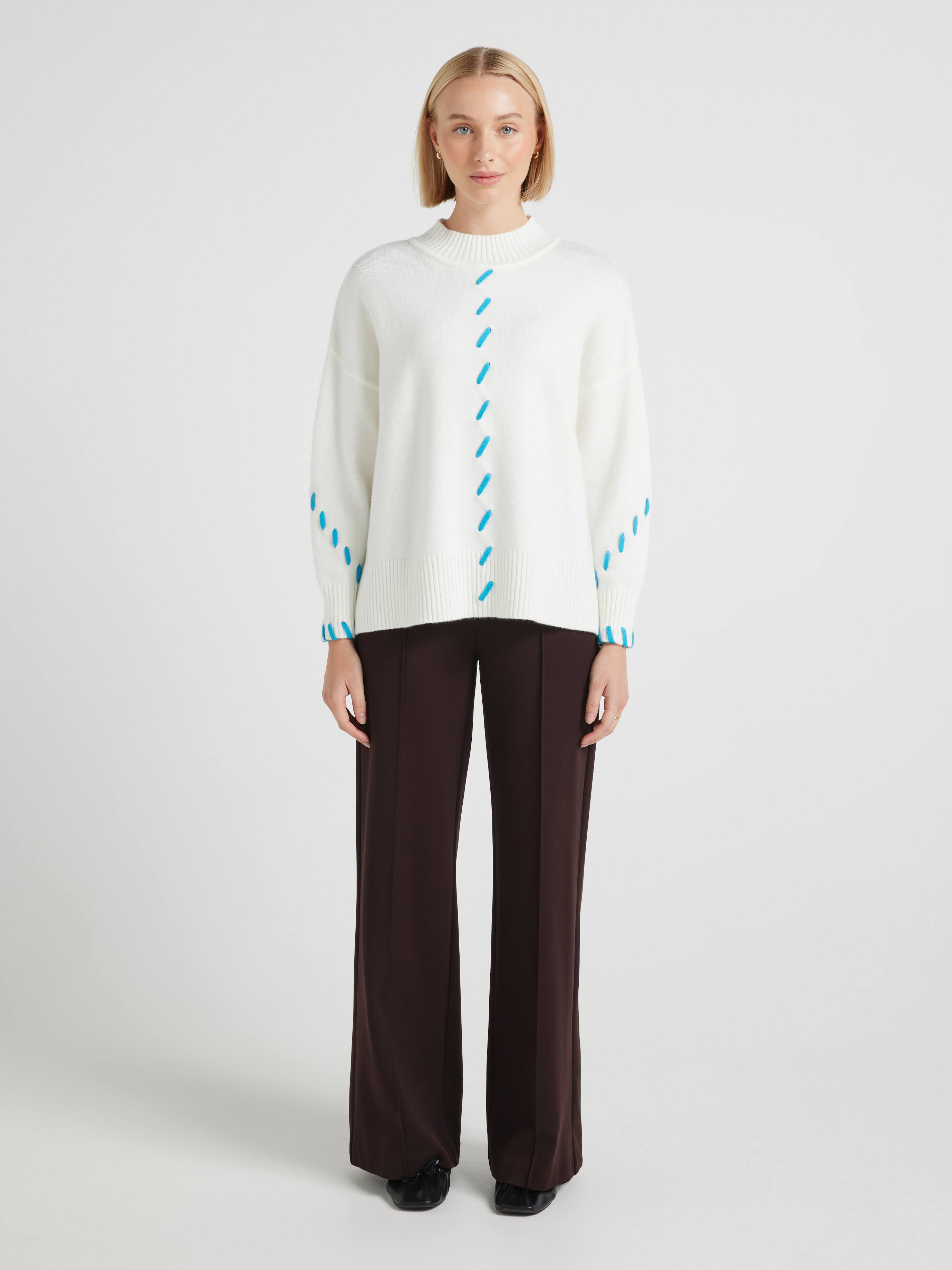 Jamie 3/4 Sleeve Cross Stitch Jumper