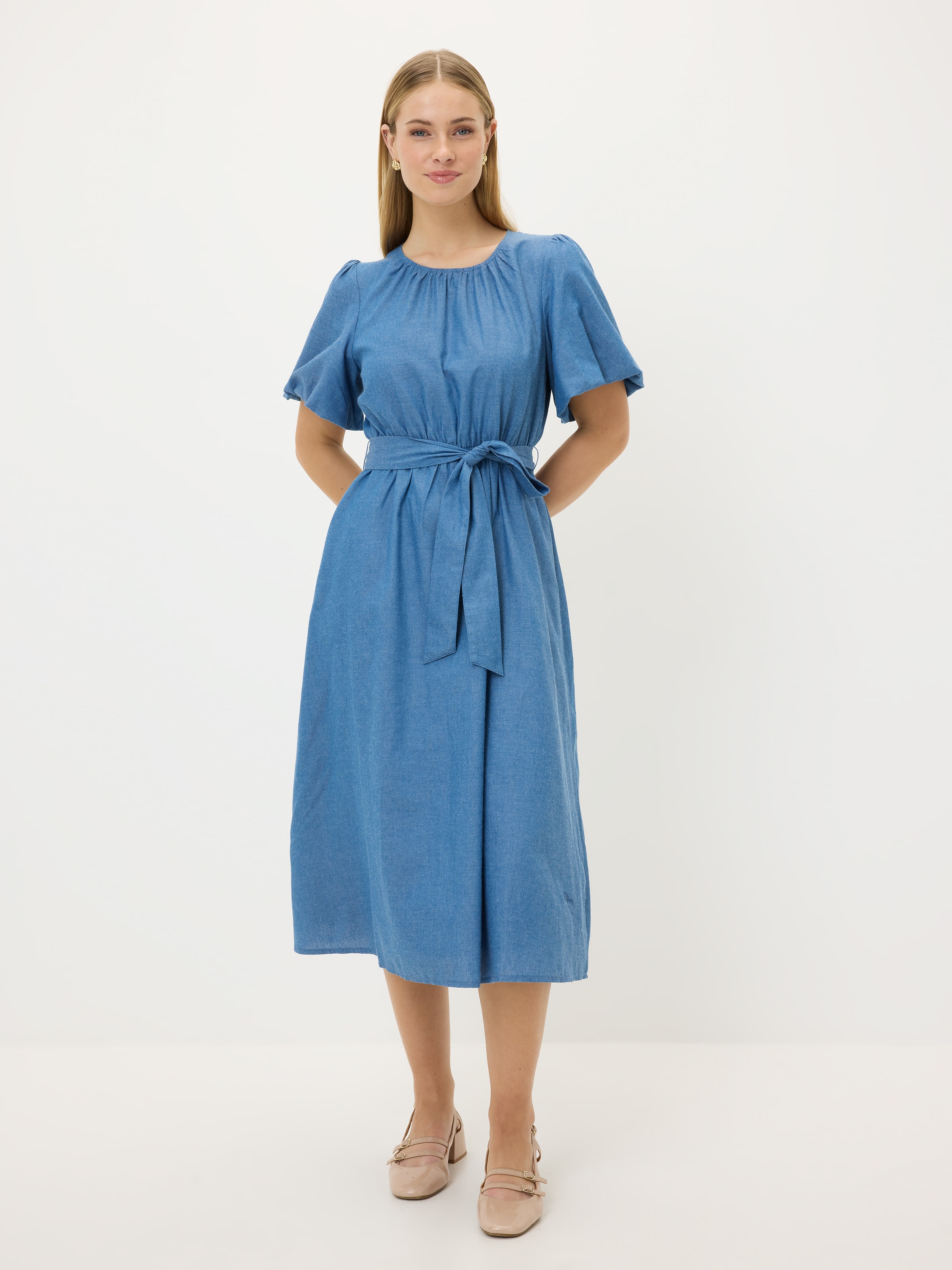 Cass Midi Puff Sleeve Dress