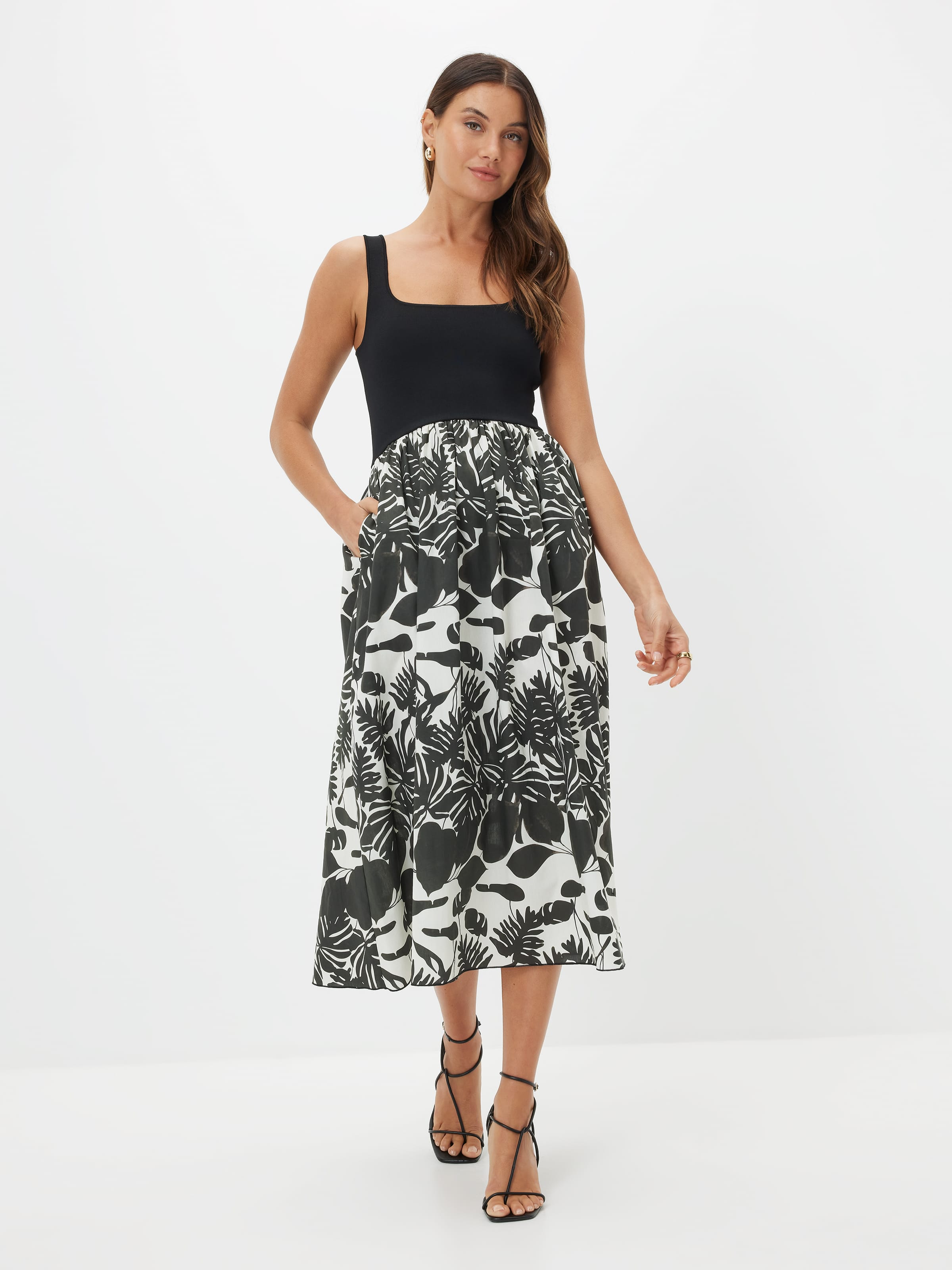 Harper Knit Woven Midi Dress