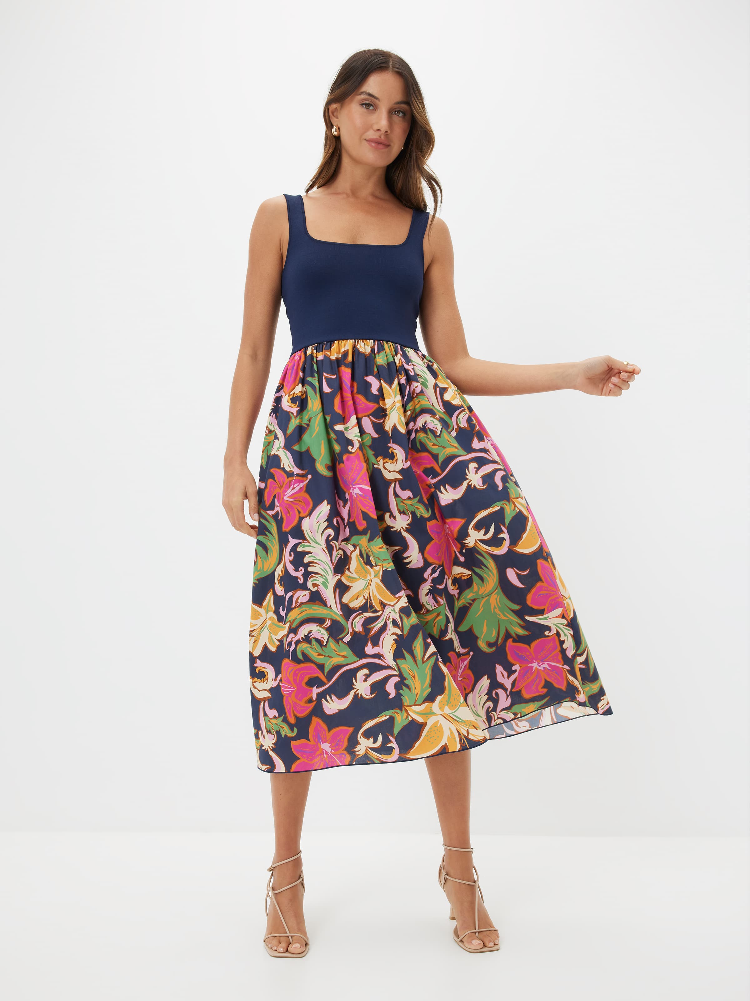 Harper Knit Woven Midi Dress