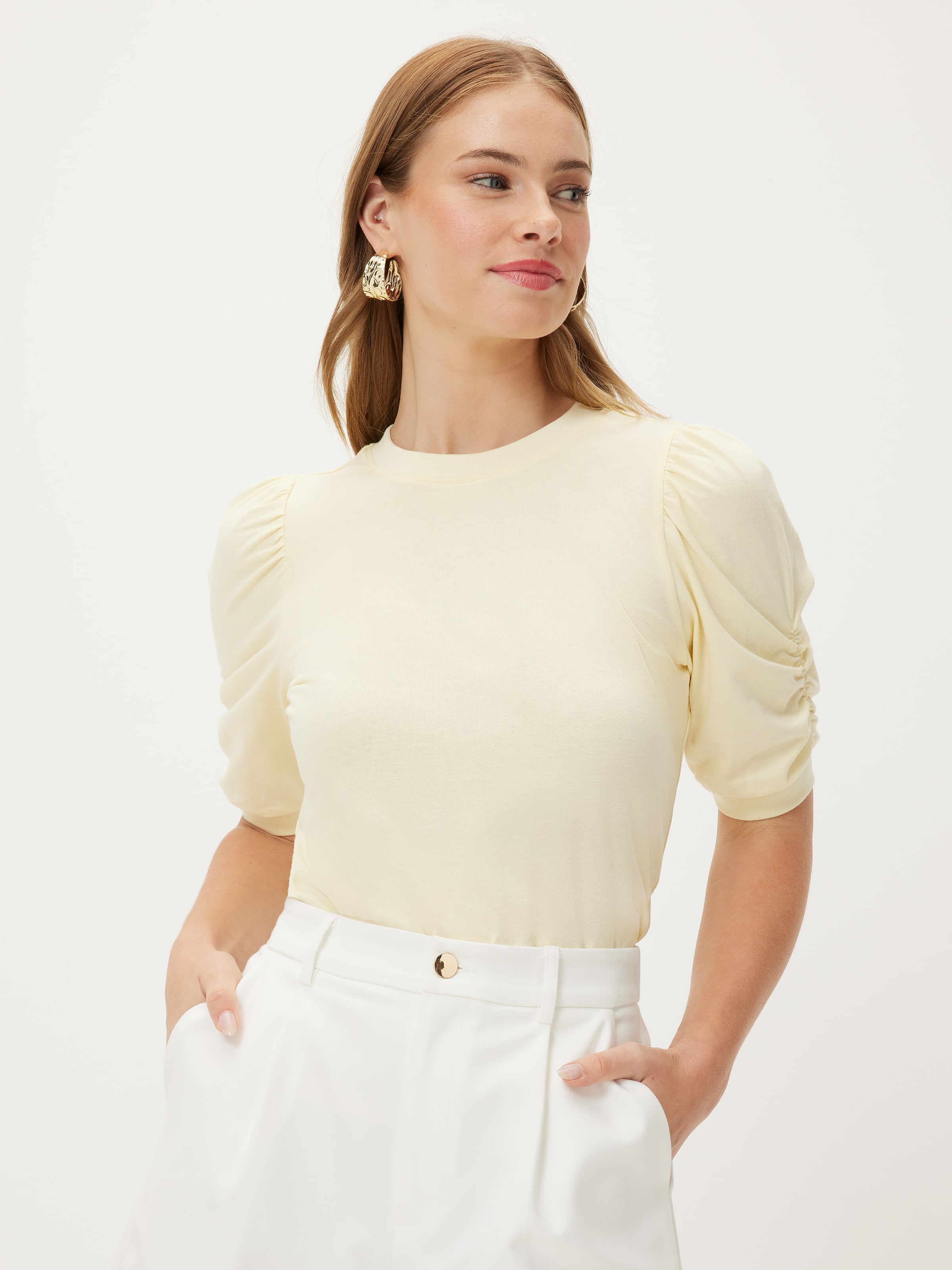 Renee Puff Sleeve Basic Tee
