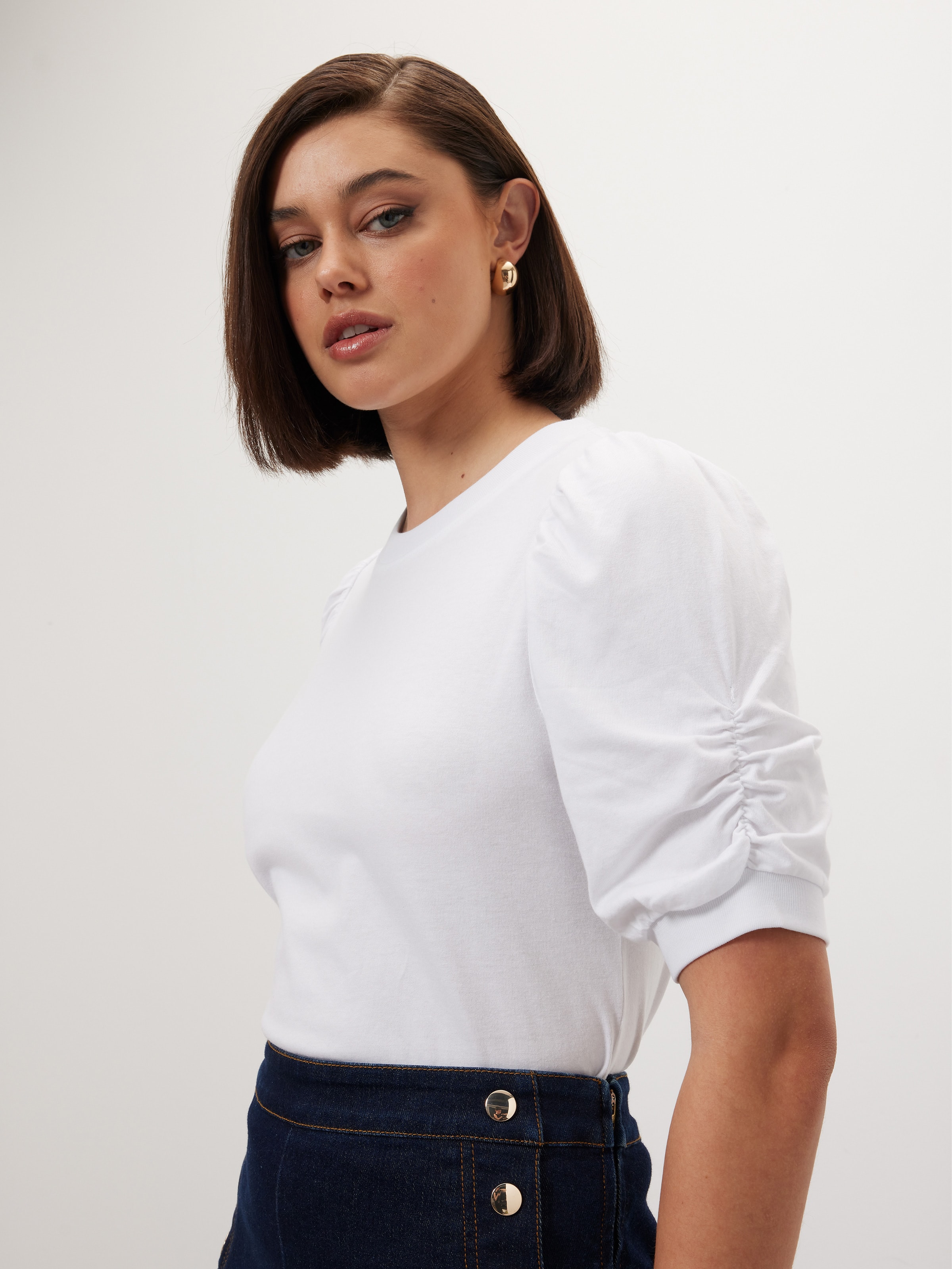 Renee Puff Sleeve Basic Tee