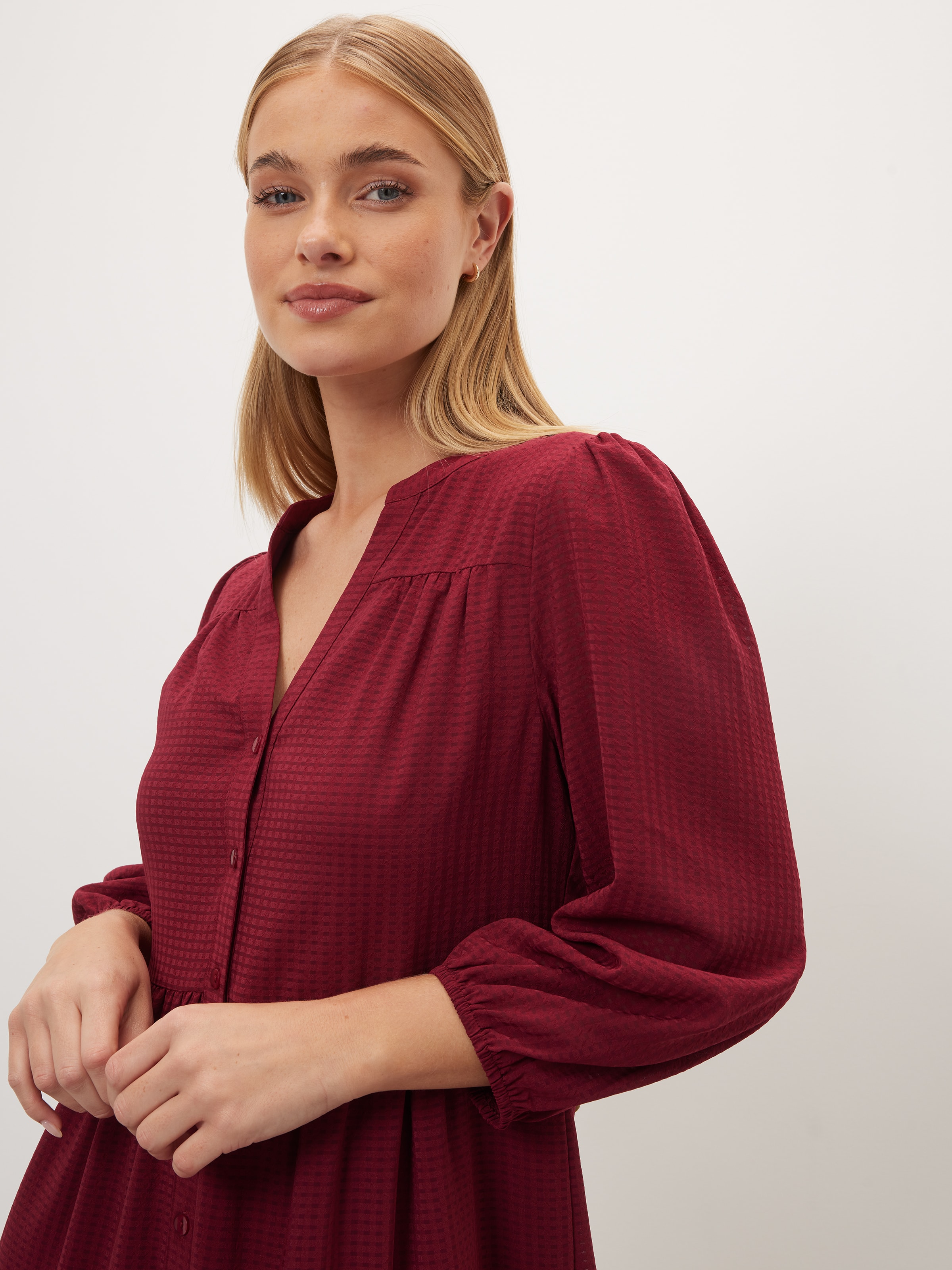 Ellie Tiered Textured Shirt Dress