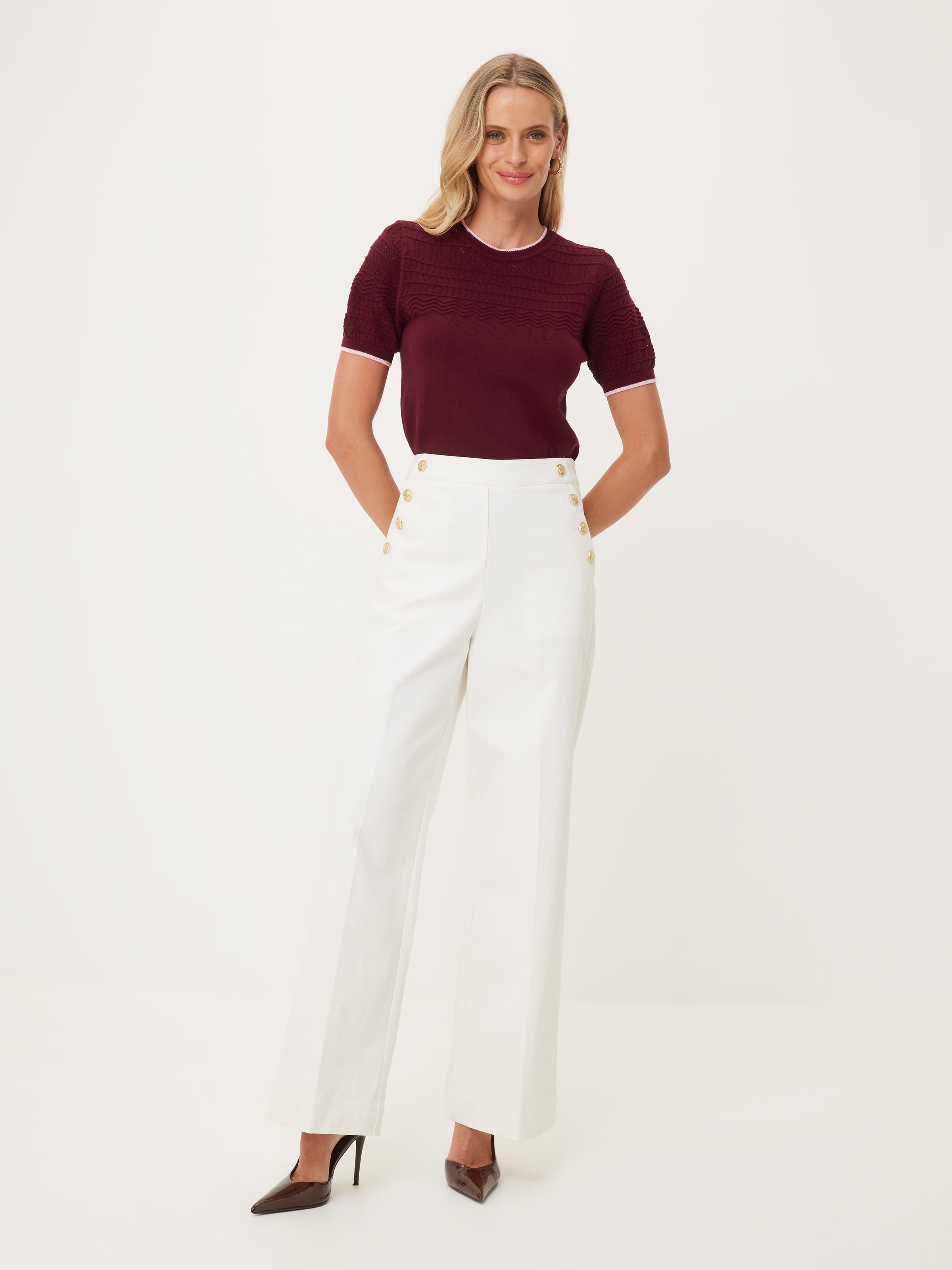 Short Sleeve Chessie Knit Top