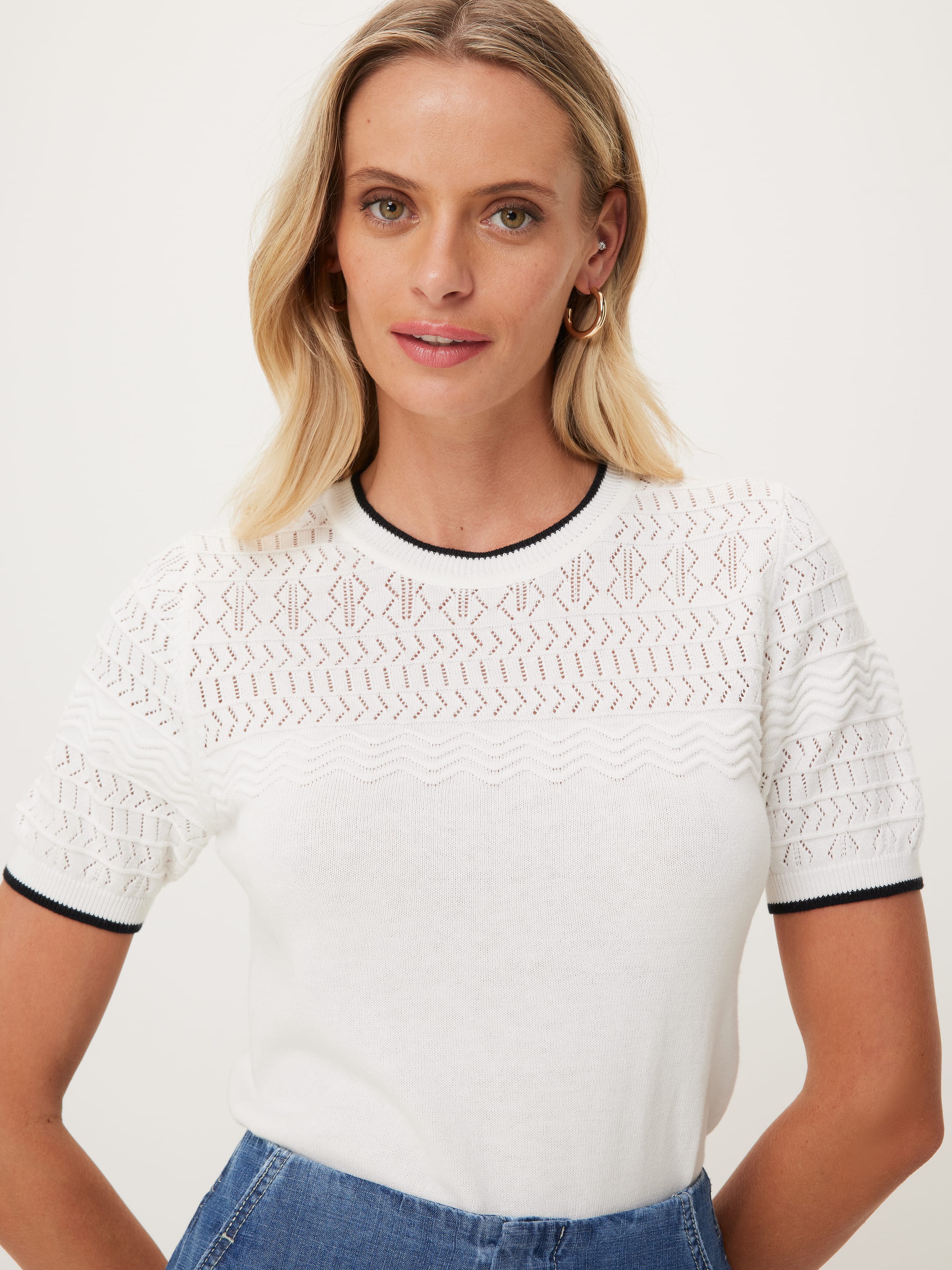 Short Sleeve Chessie Knit Top