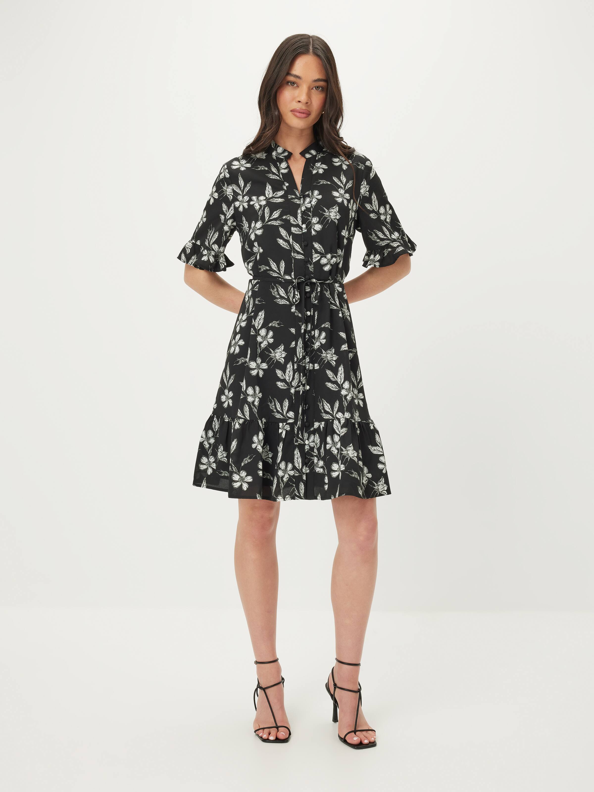 Serena V Neck Flutter Sleeve Dress