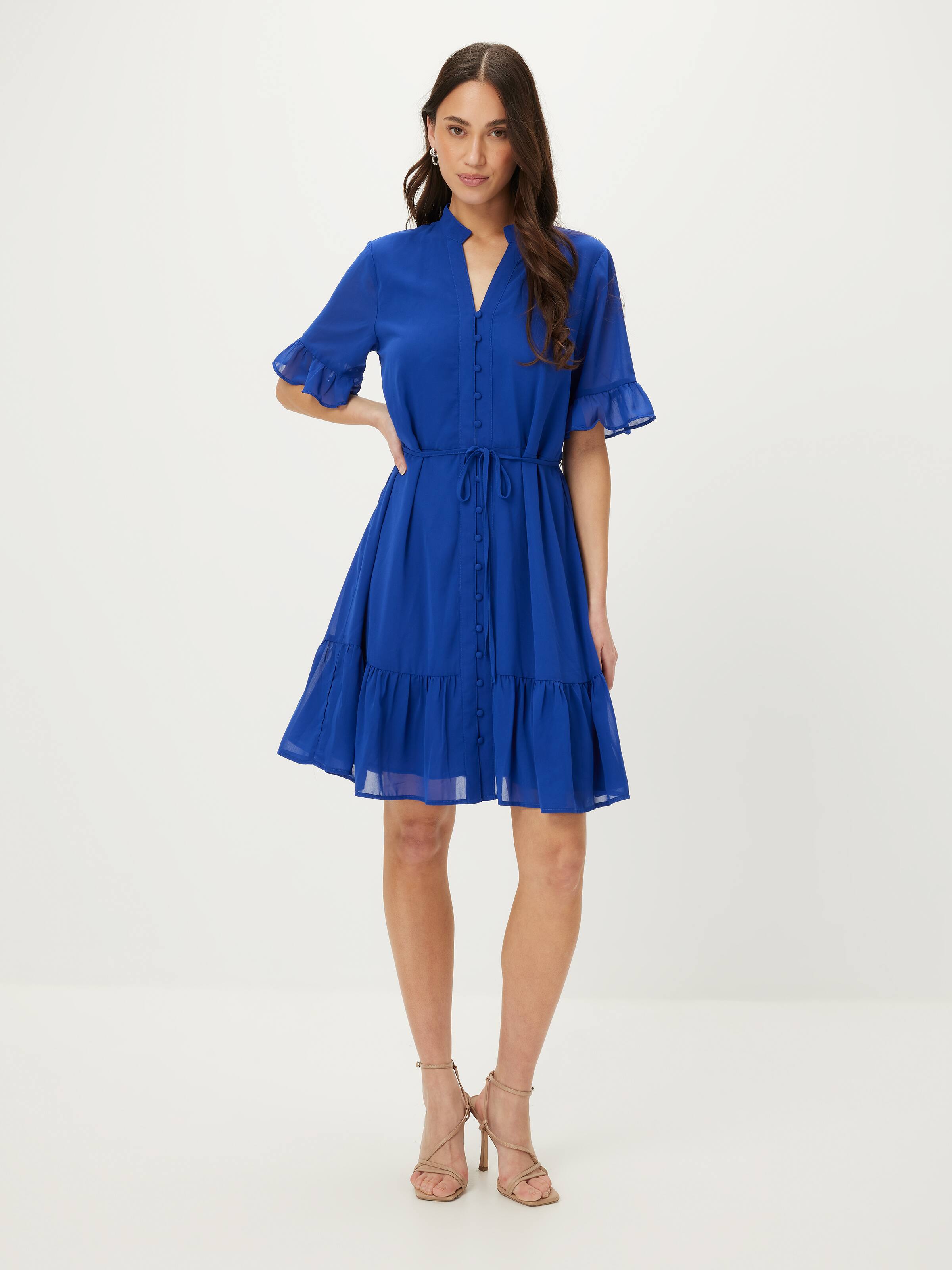 Serena V Neck Flutter Sleeve Dress