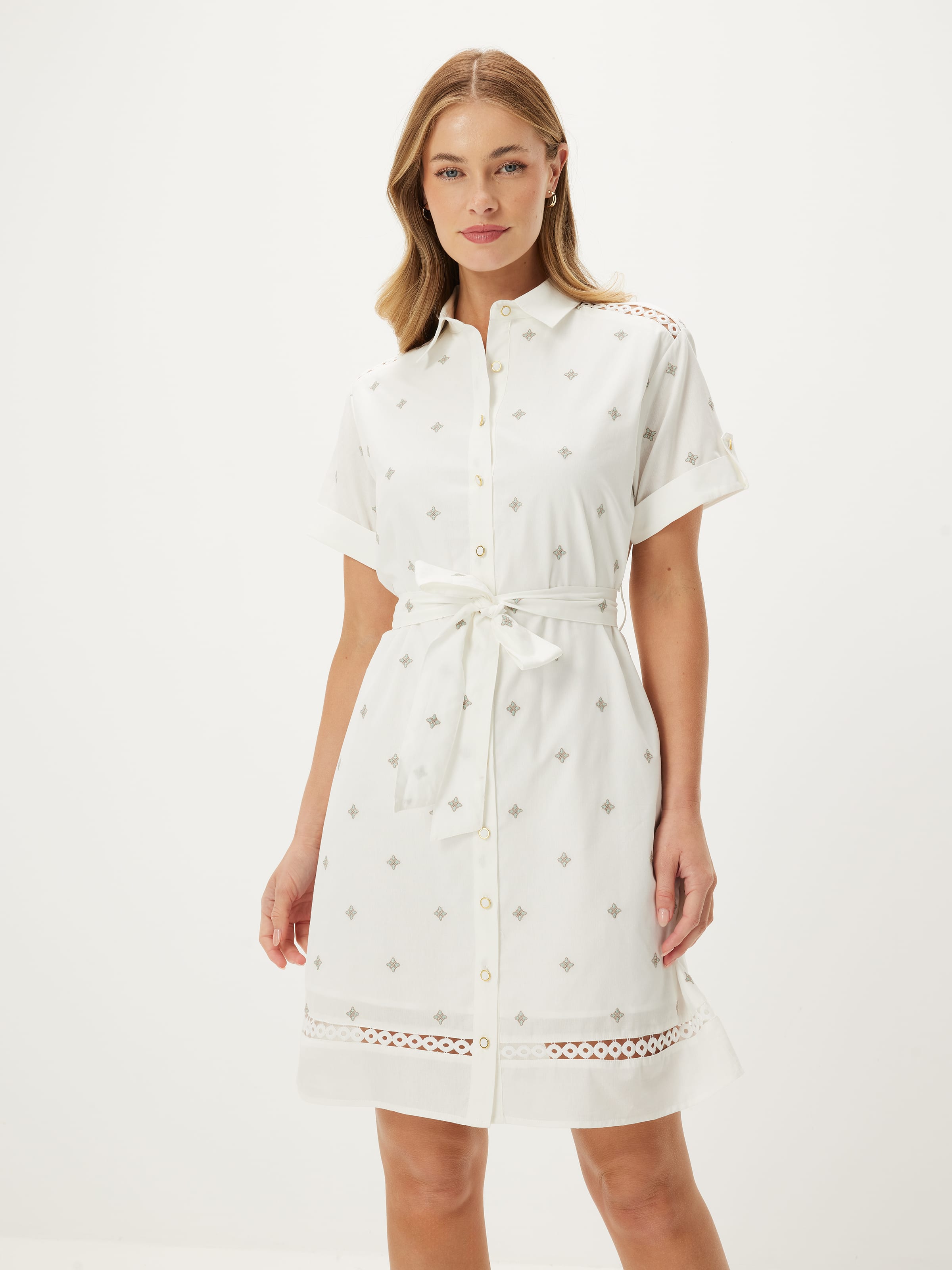 Cindy Embroidered Shirt Dress
