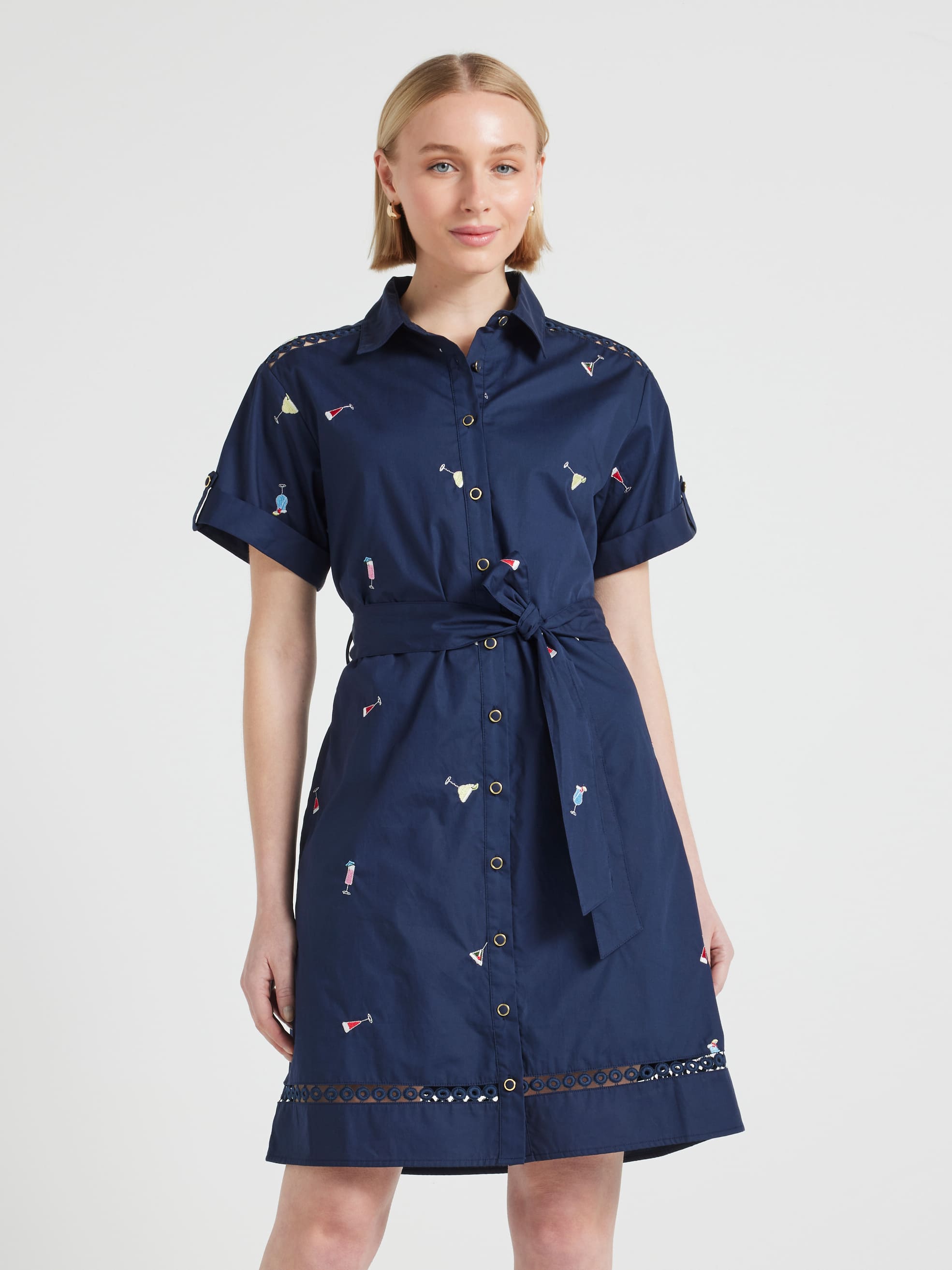 Cindy Embroidered Shirt Dress