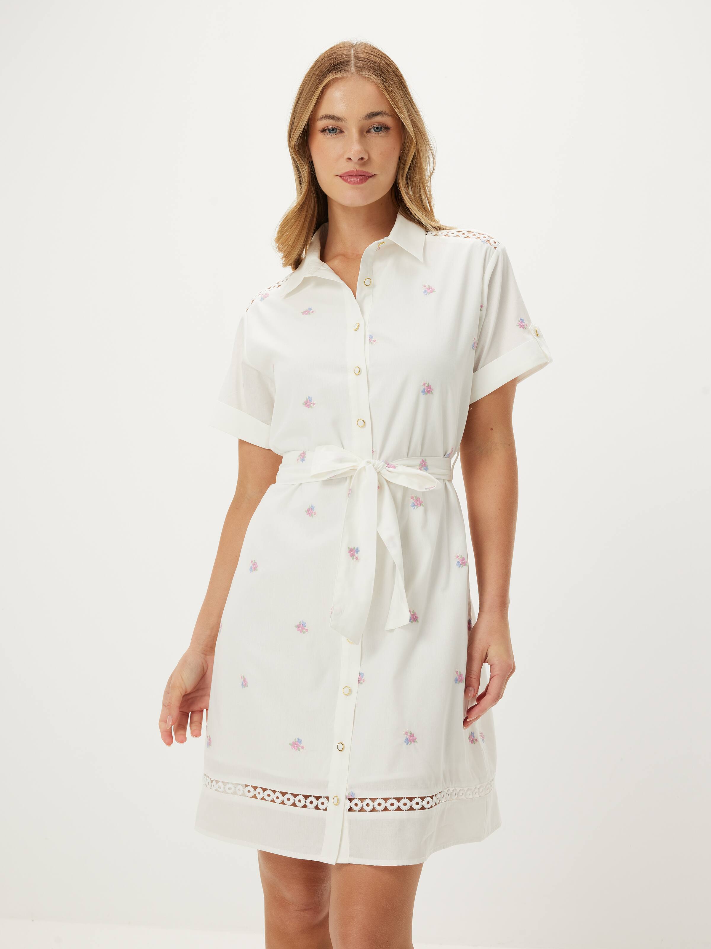 Cindy Embroidered Shirt Dress
