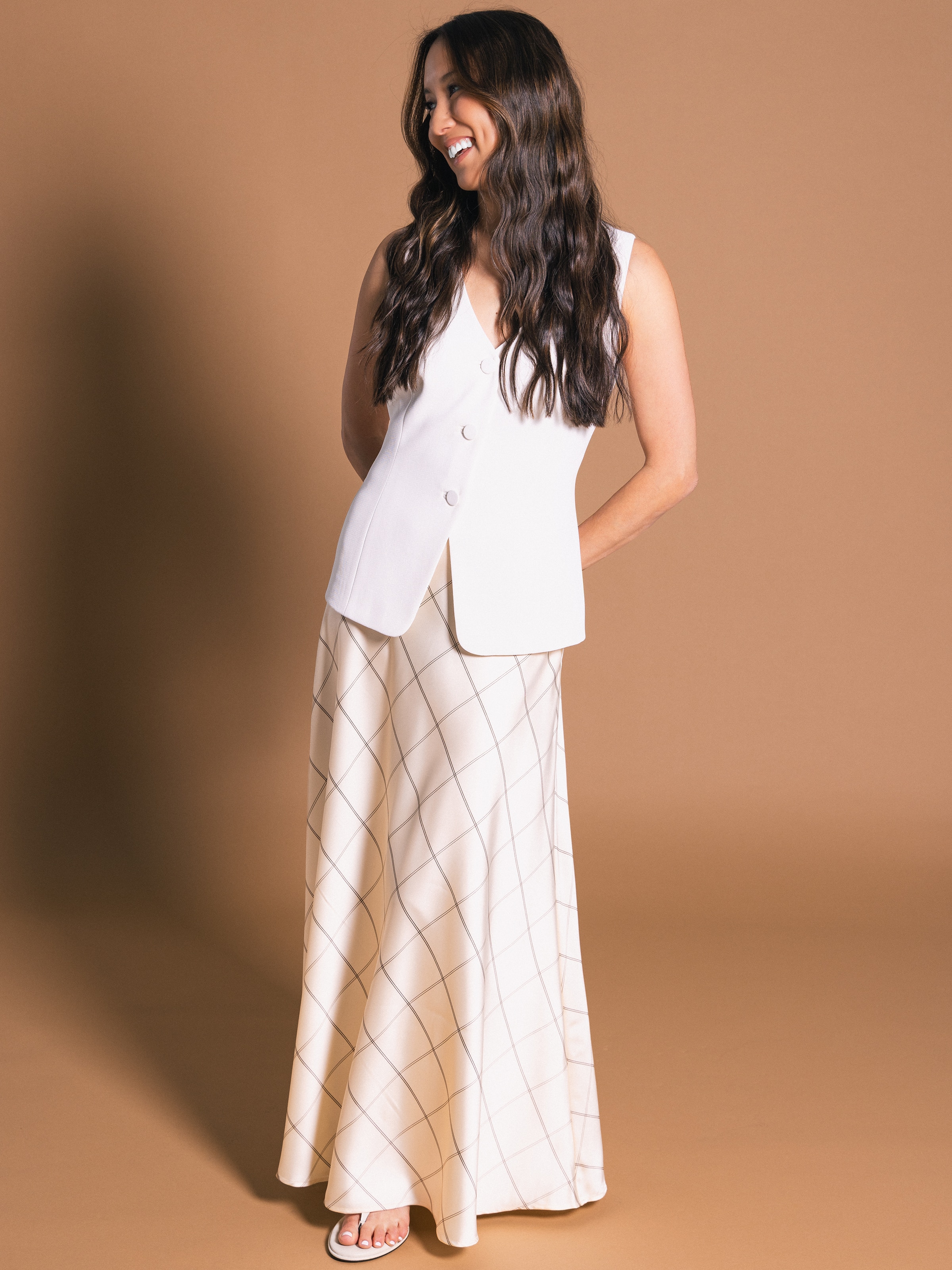 Natural Check Skirt