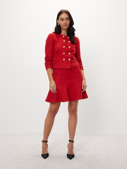 Red Hot Boucle Mini Skirt