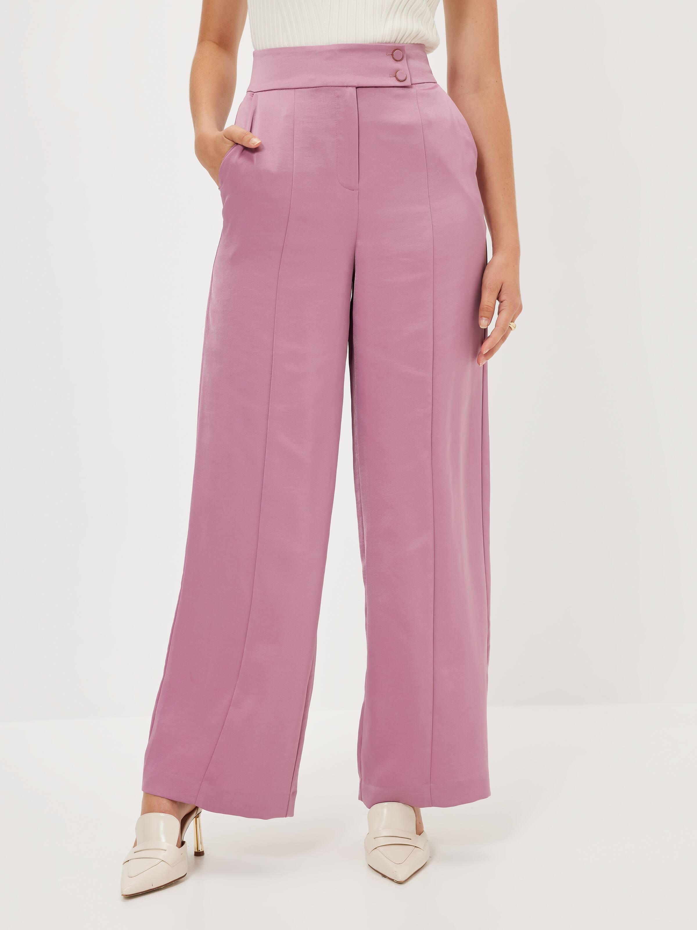 Make it Sophisticated Light Pink Wide-Leg Trouser Pants