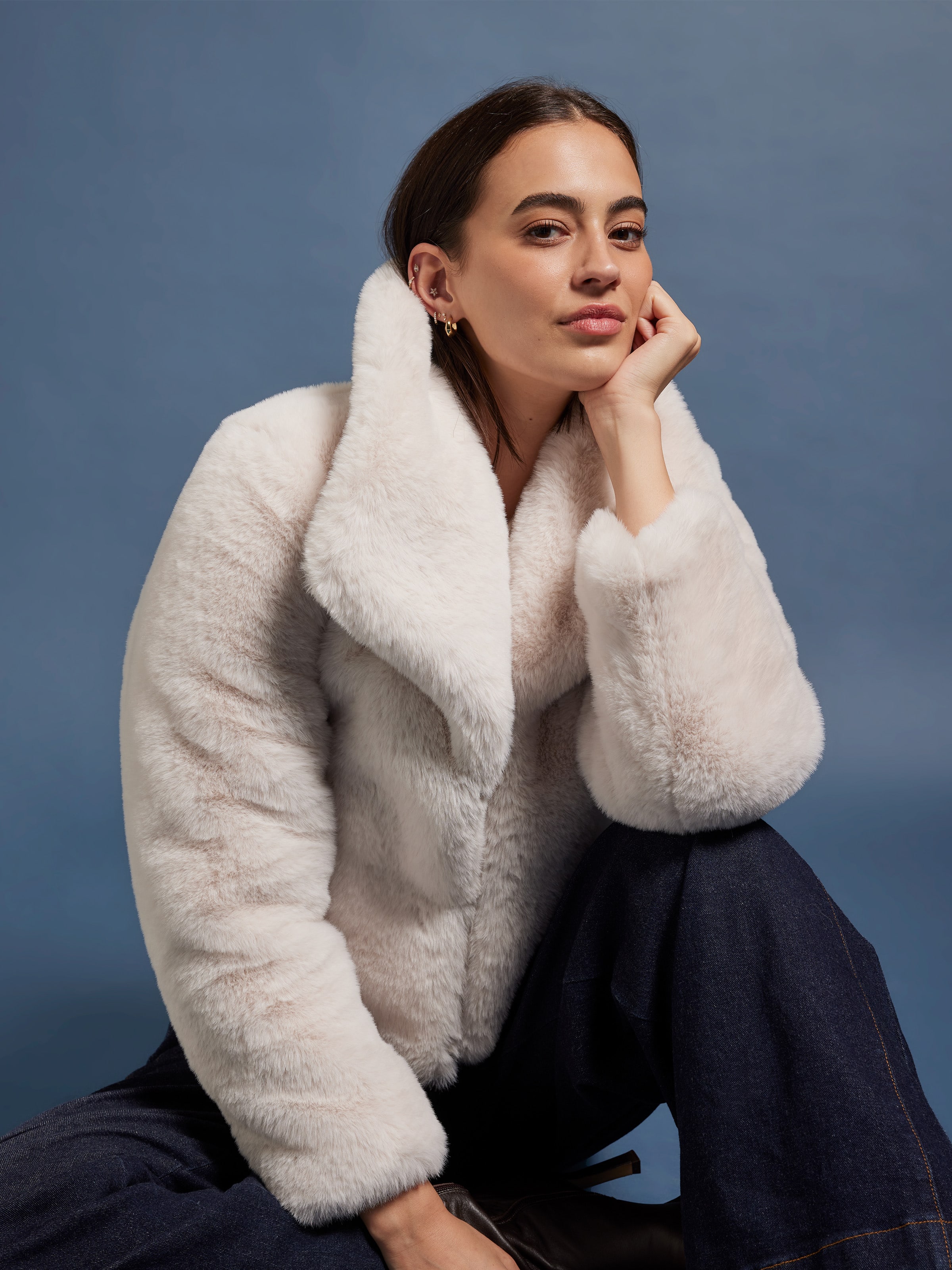 Winter Blue Faux Fur Jacket