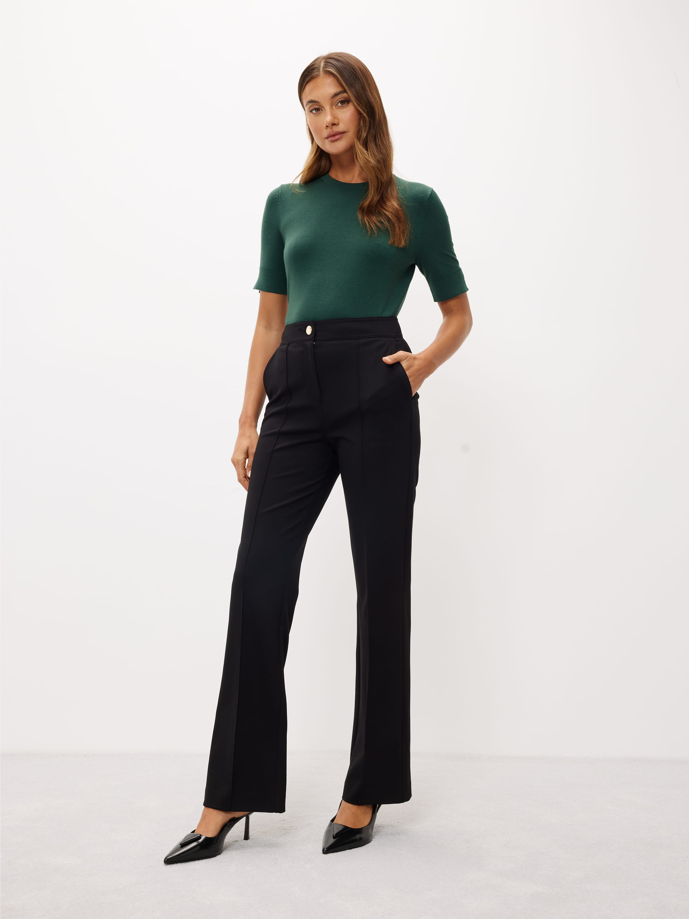 Bonnie Pants - High Waisted Tailored Wide Leg Pants in Pink