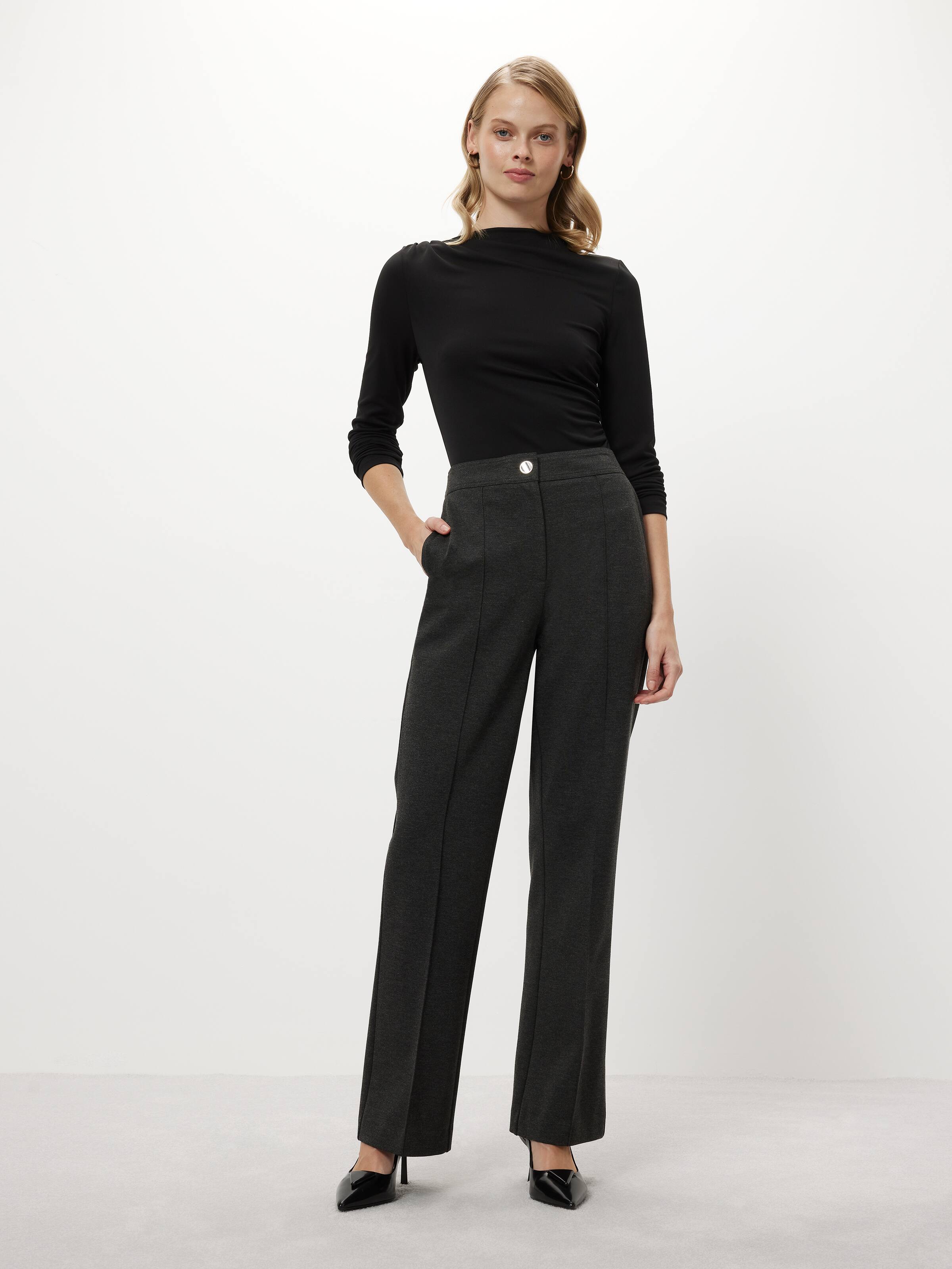 Due Per Due Collection Size 14 Womens Black Silk Pants