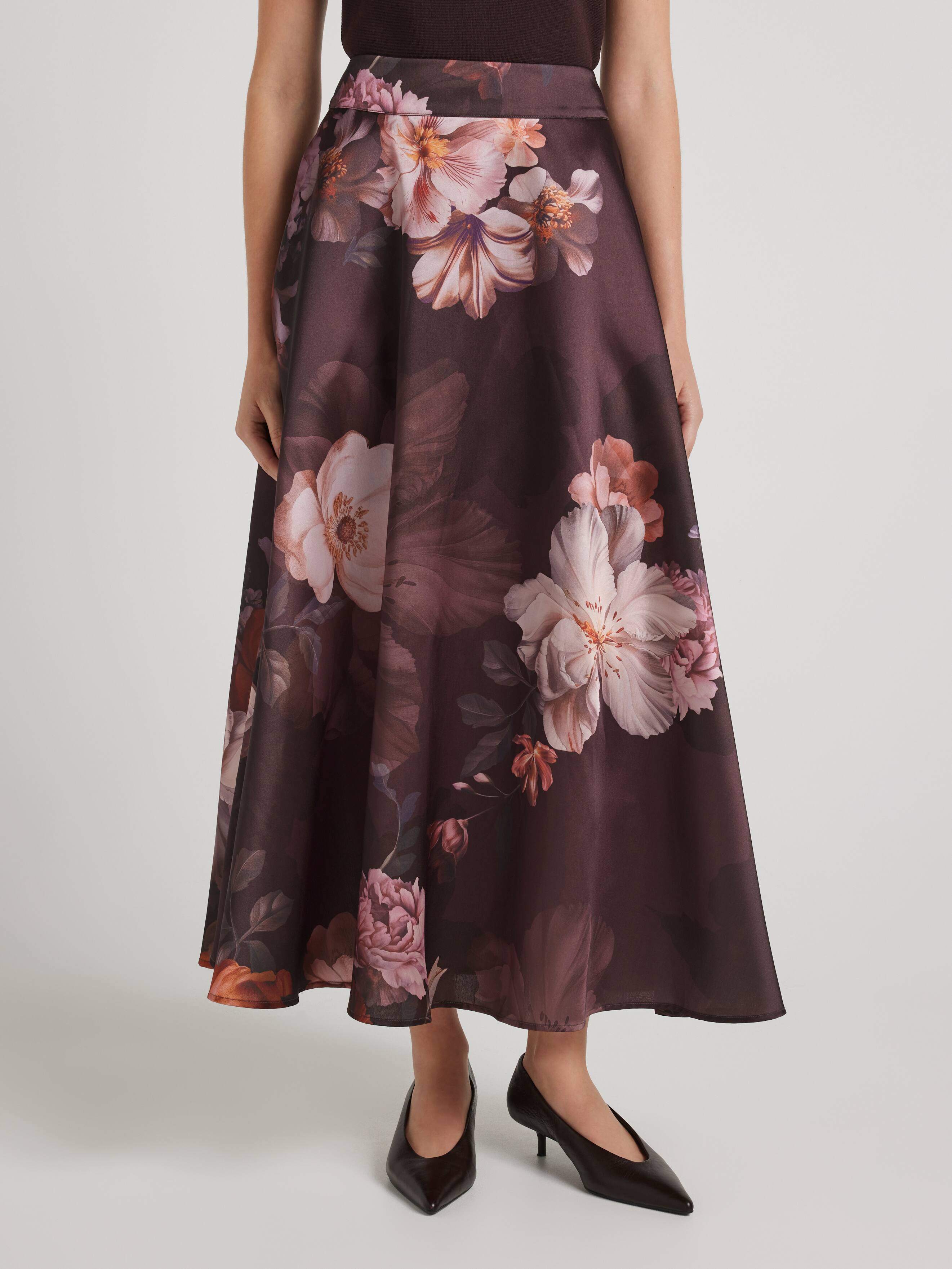Midnight Blooms Midi Skirt