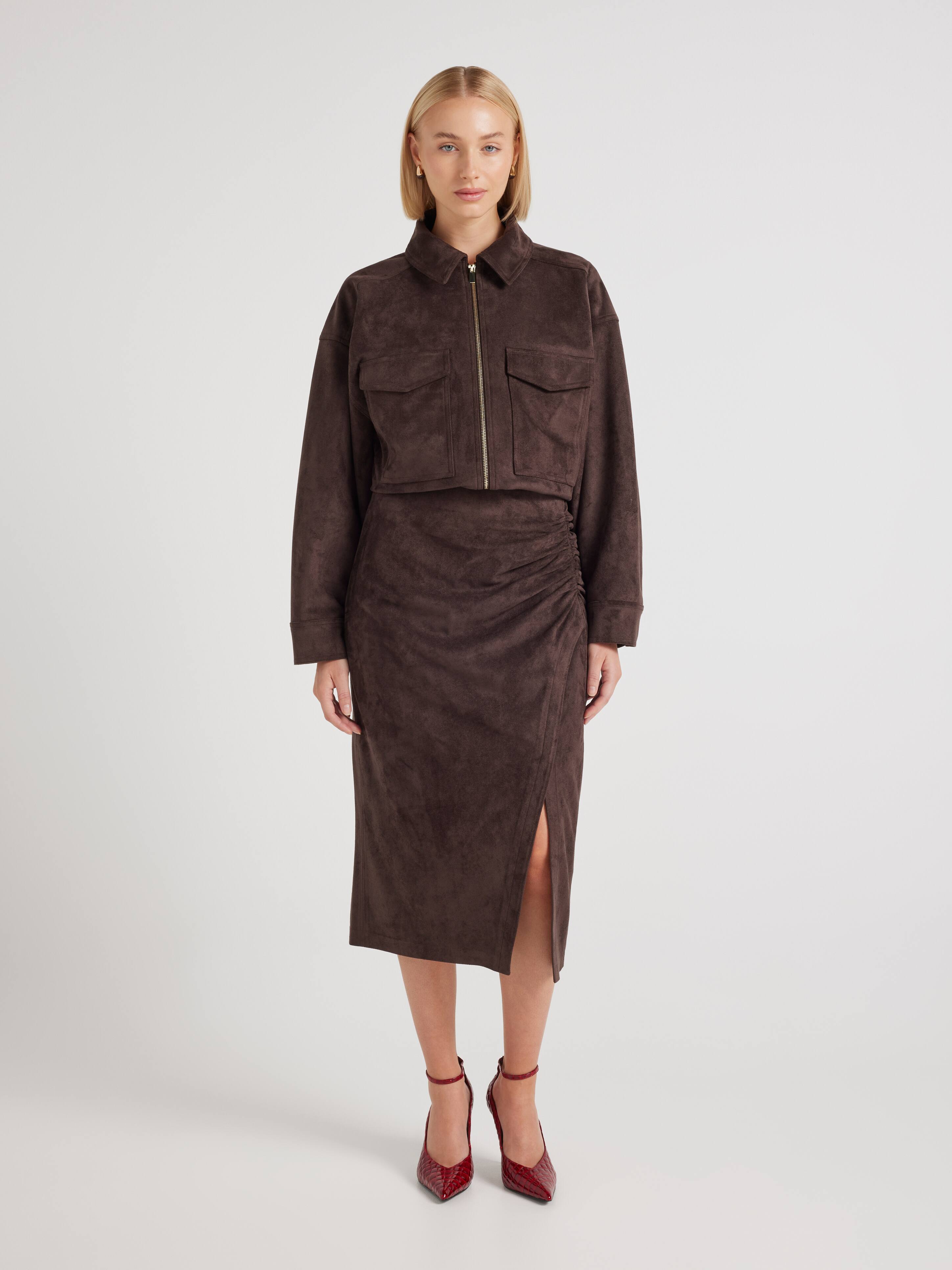 Call On Me Suedette Pencil Skirt