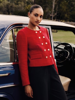 Red Hot Boucle Crop Jacket