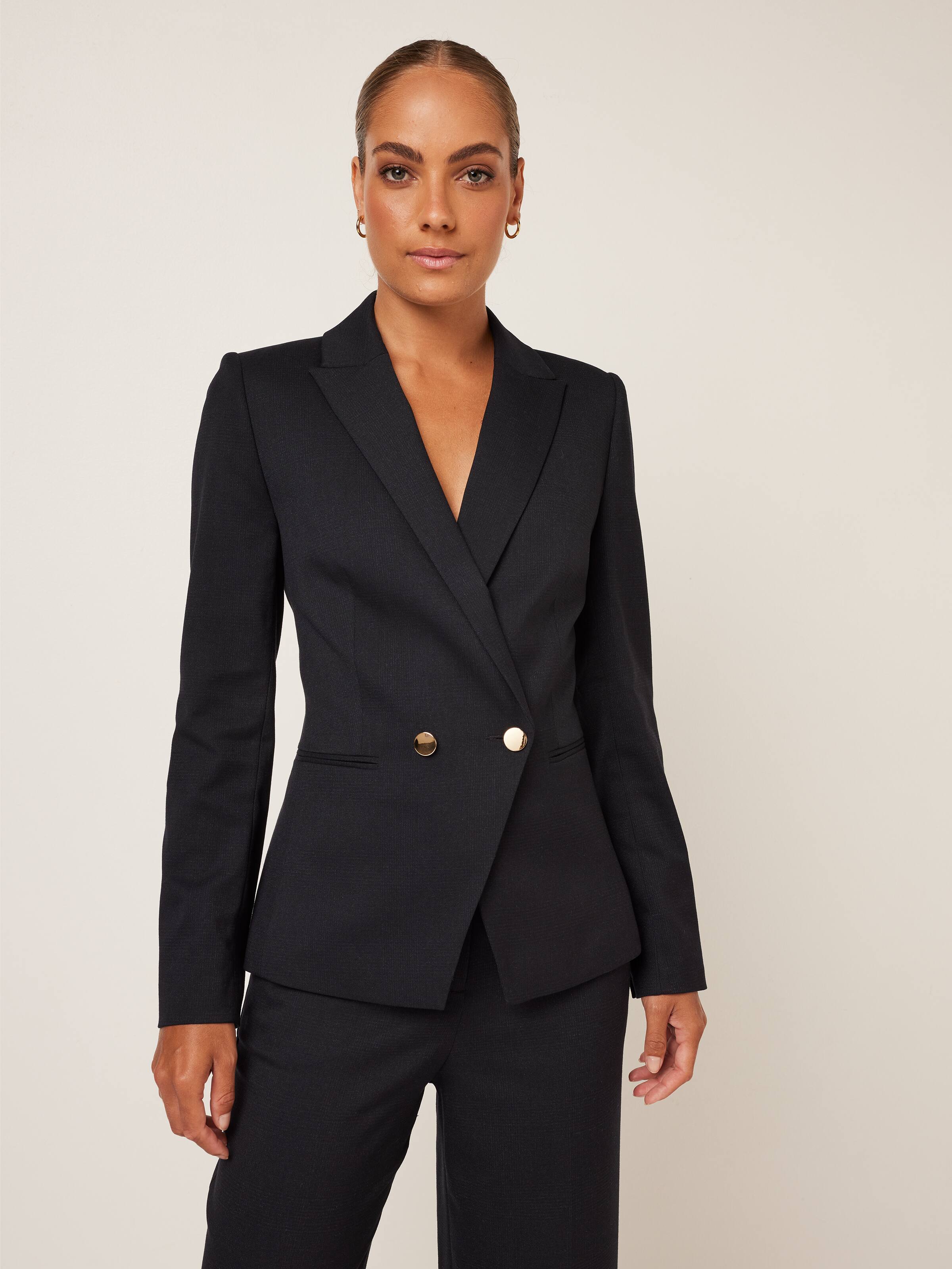 N/A Double Breasted Ladies Business Pant Suit Pink Blue Black