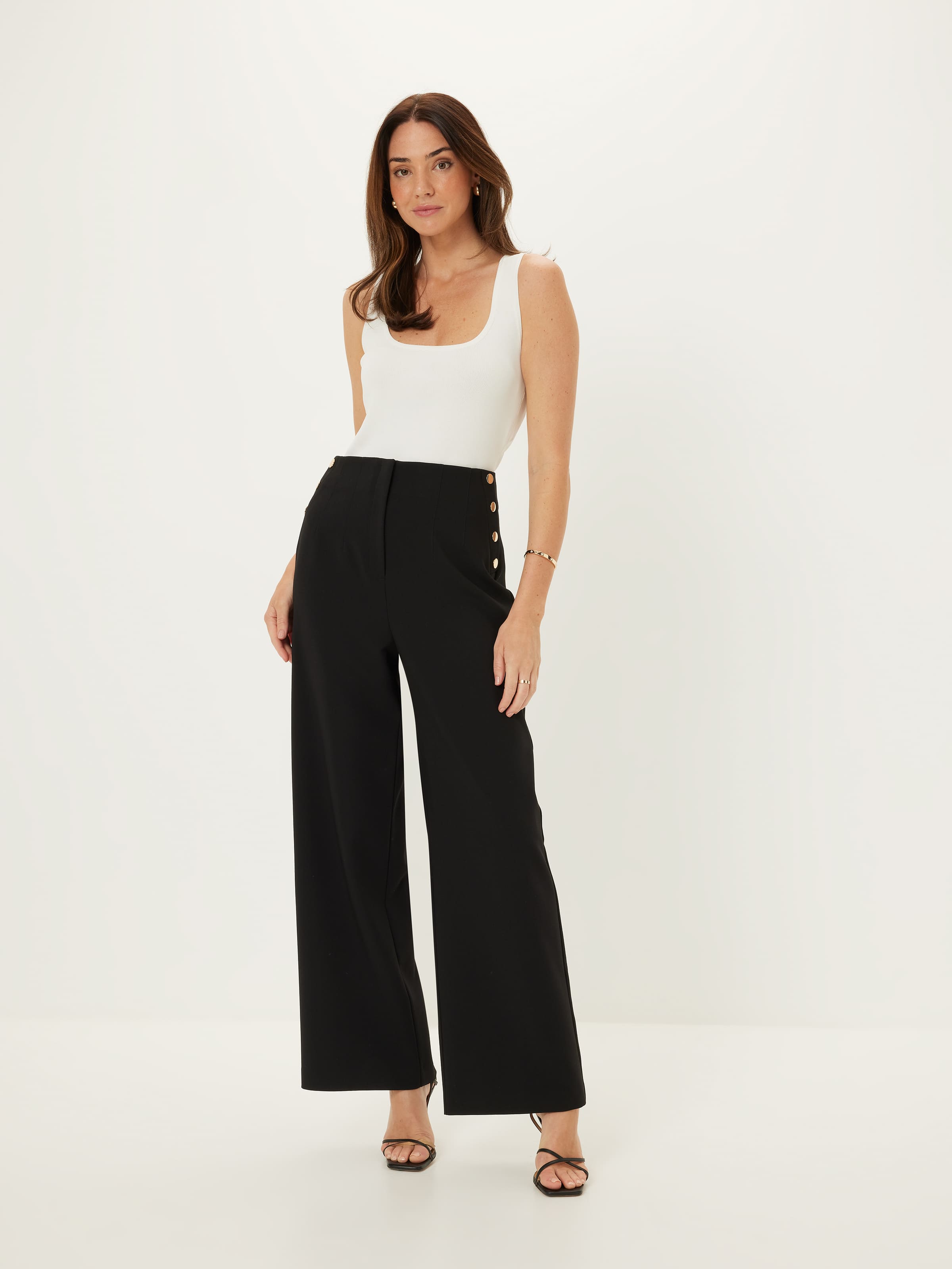 Uptown Button Wide Leg Pant