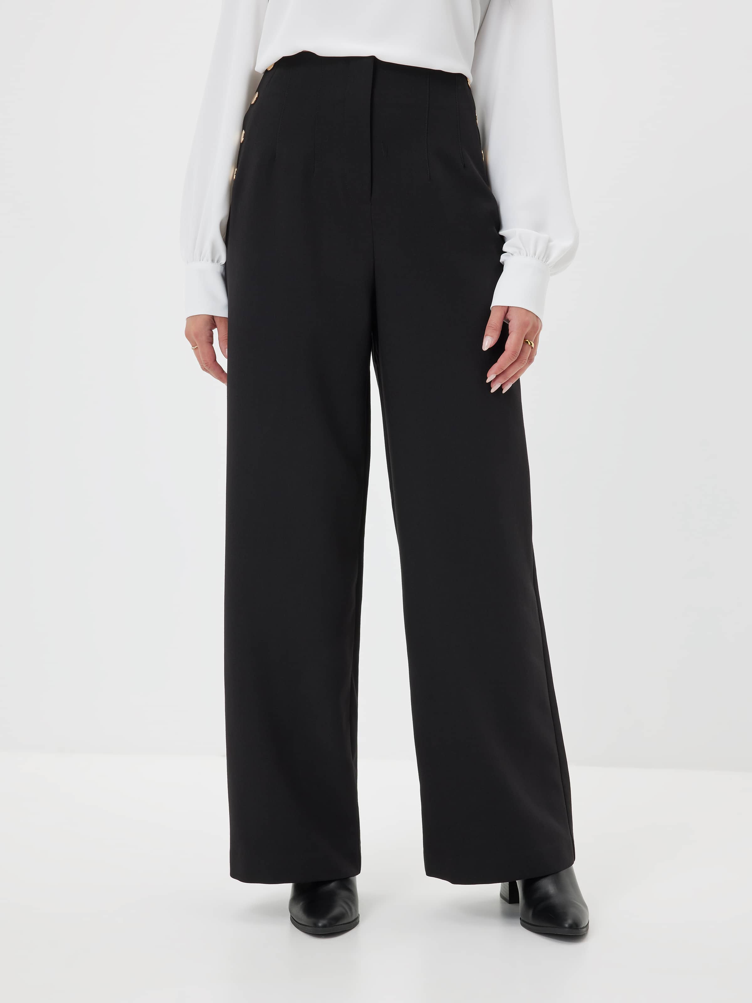 Petites Uptown Button Wide Leg Pant