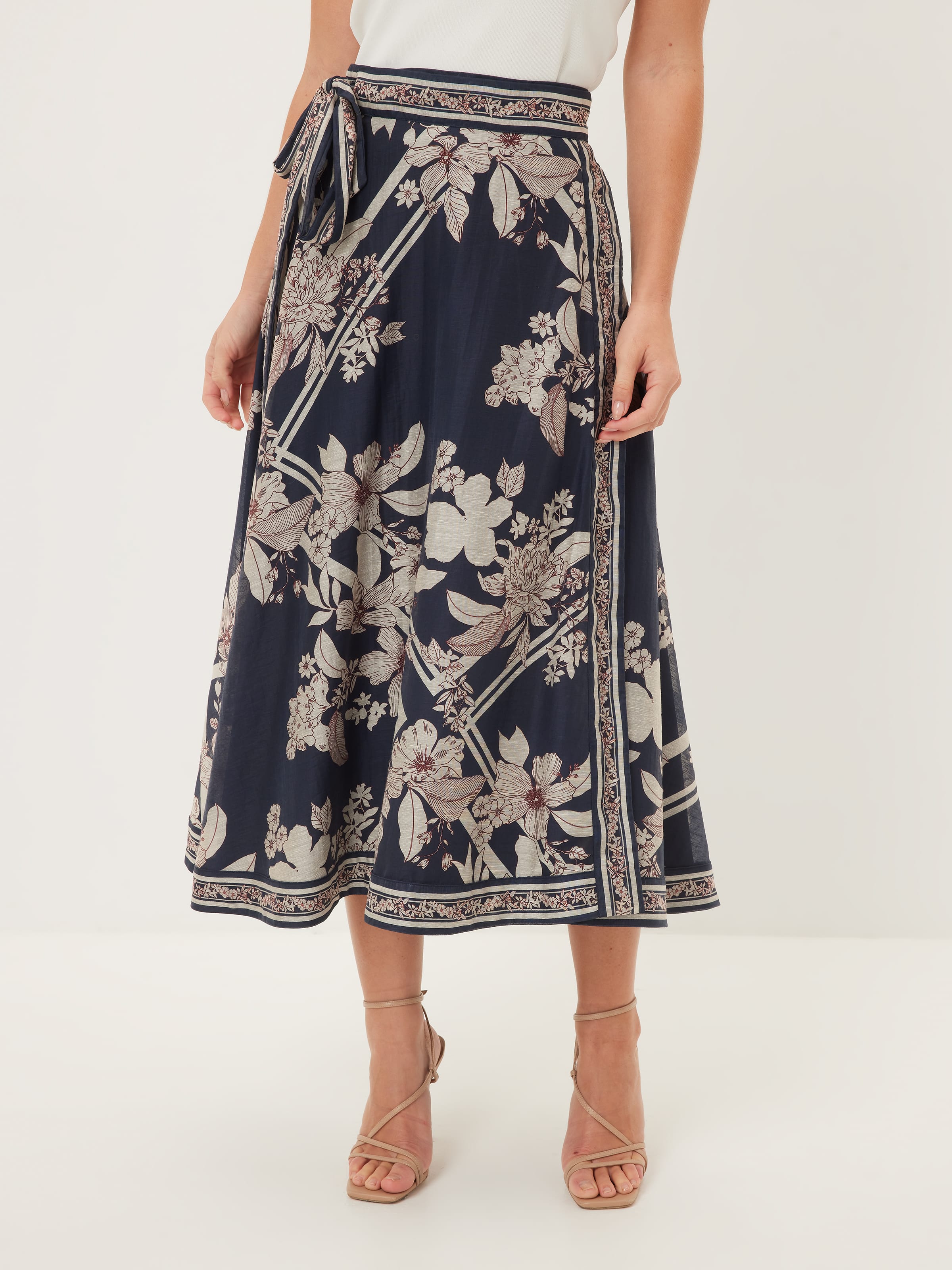 Floral Grid Wrap Skirt