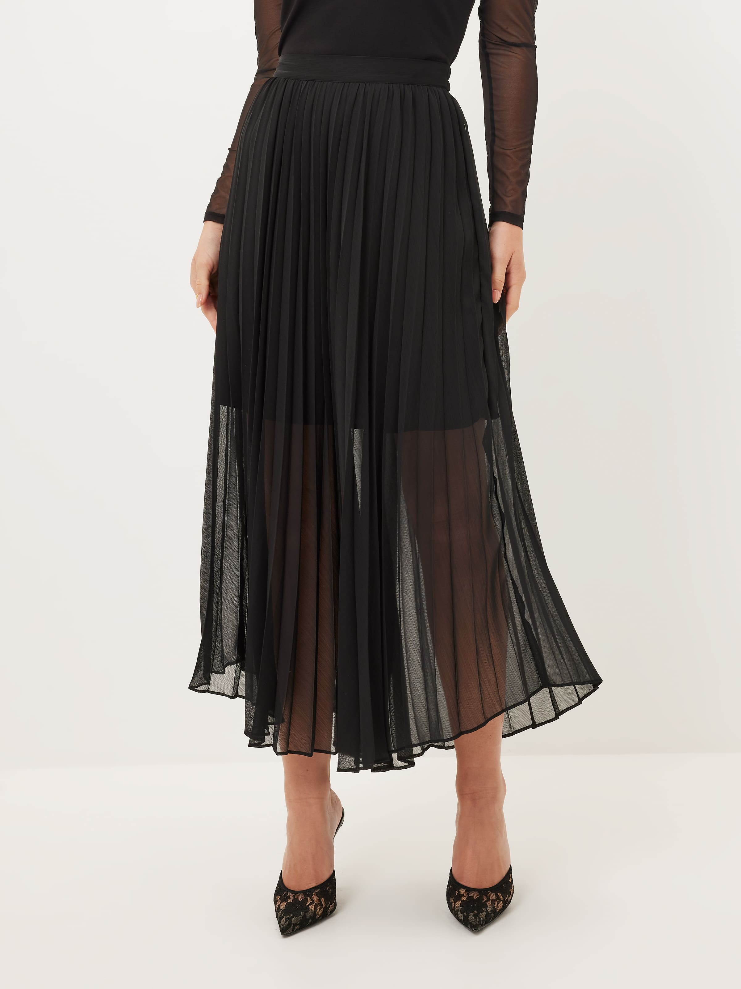 Sheer Moment Pleated Skirt
