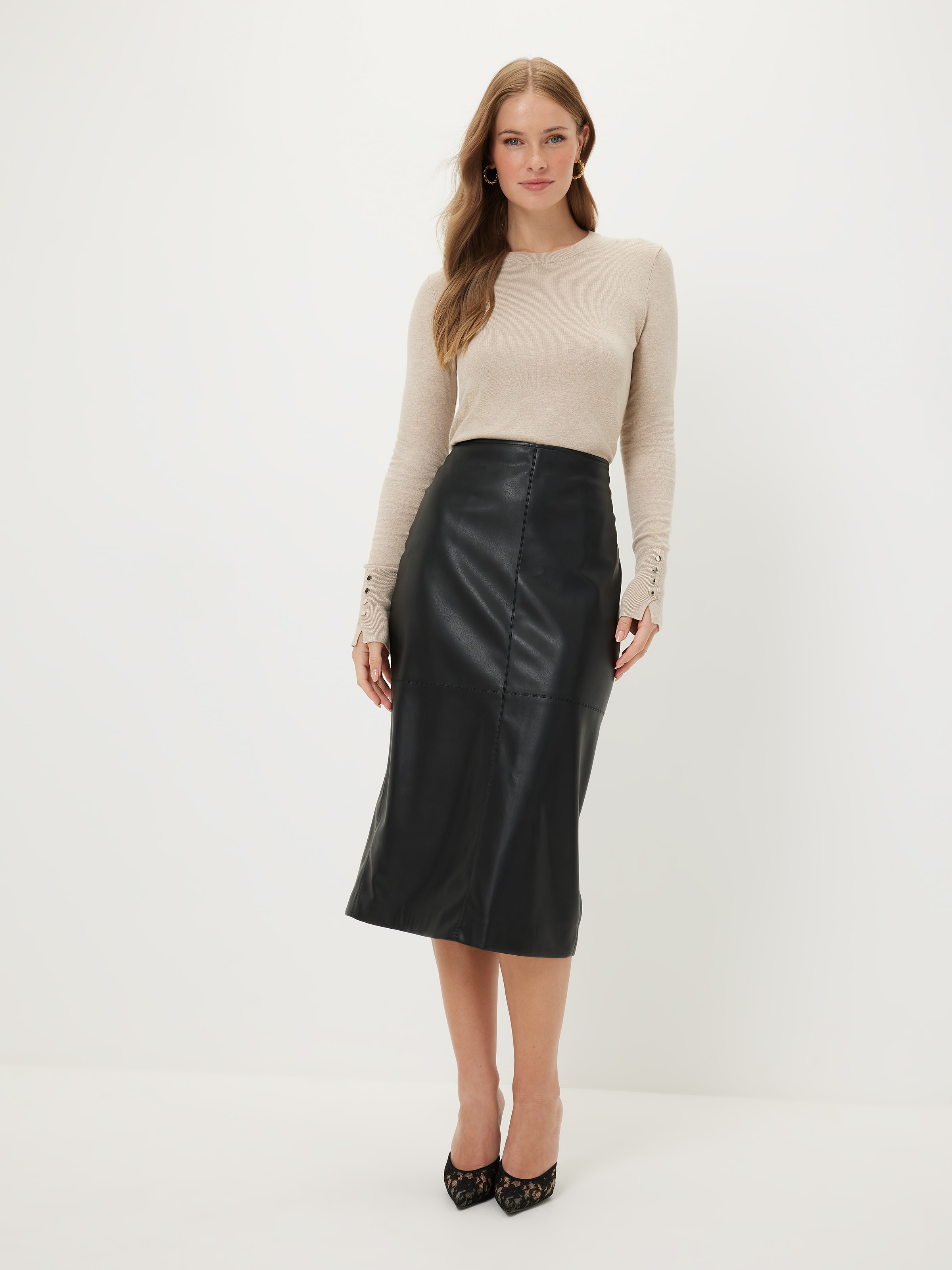 Love Actually Faux Leather Pencil Skirt