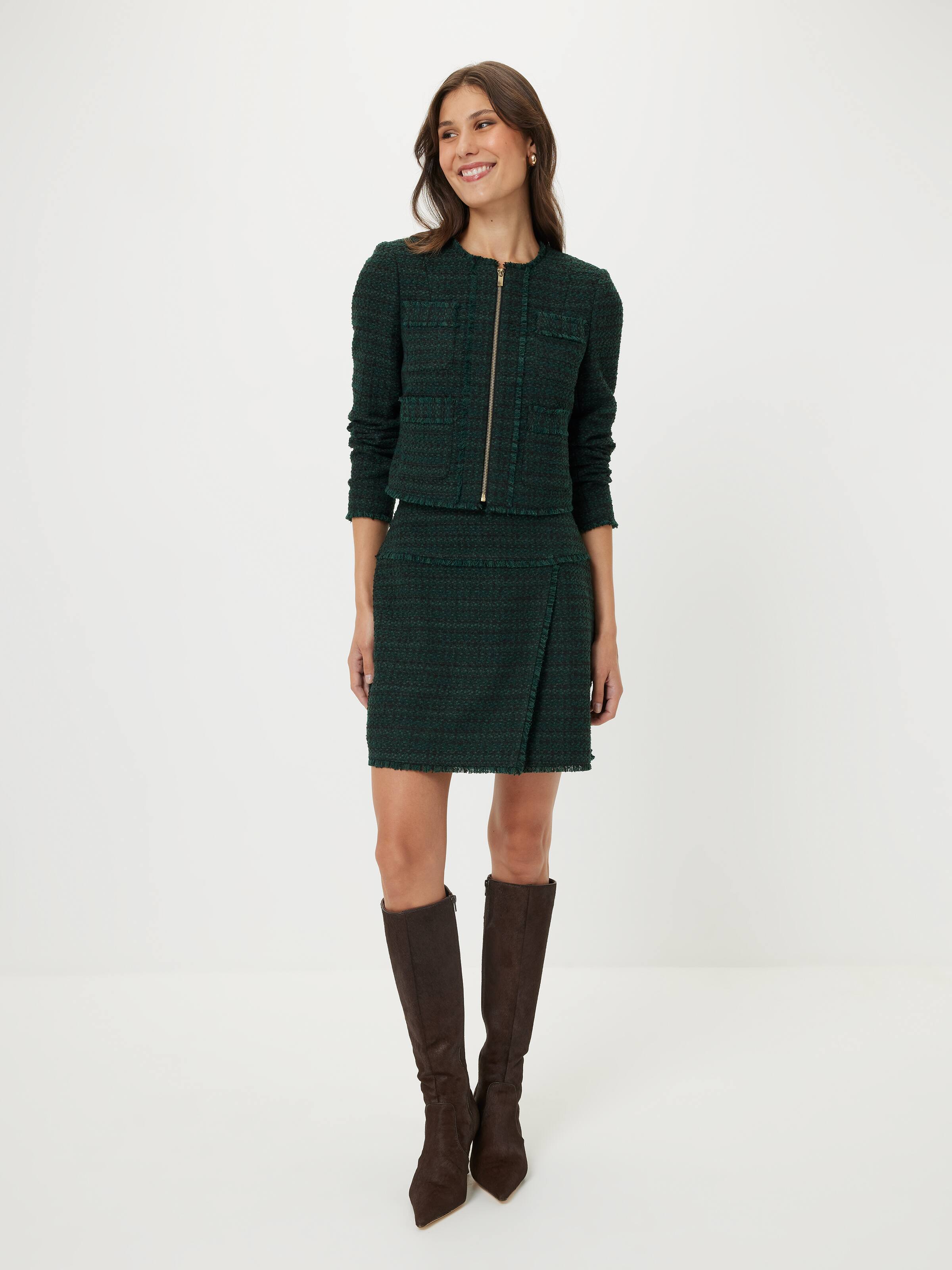 Green With Envy Boucle Skirt