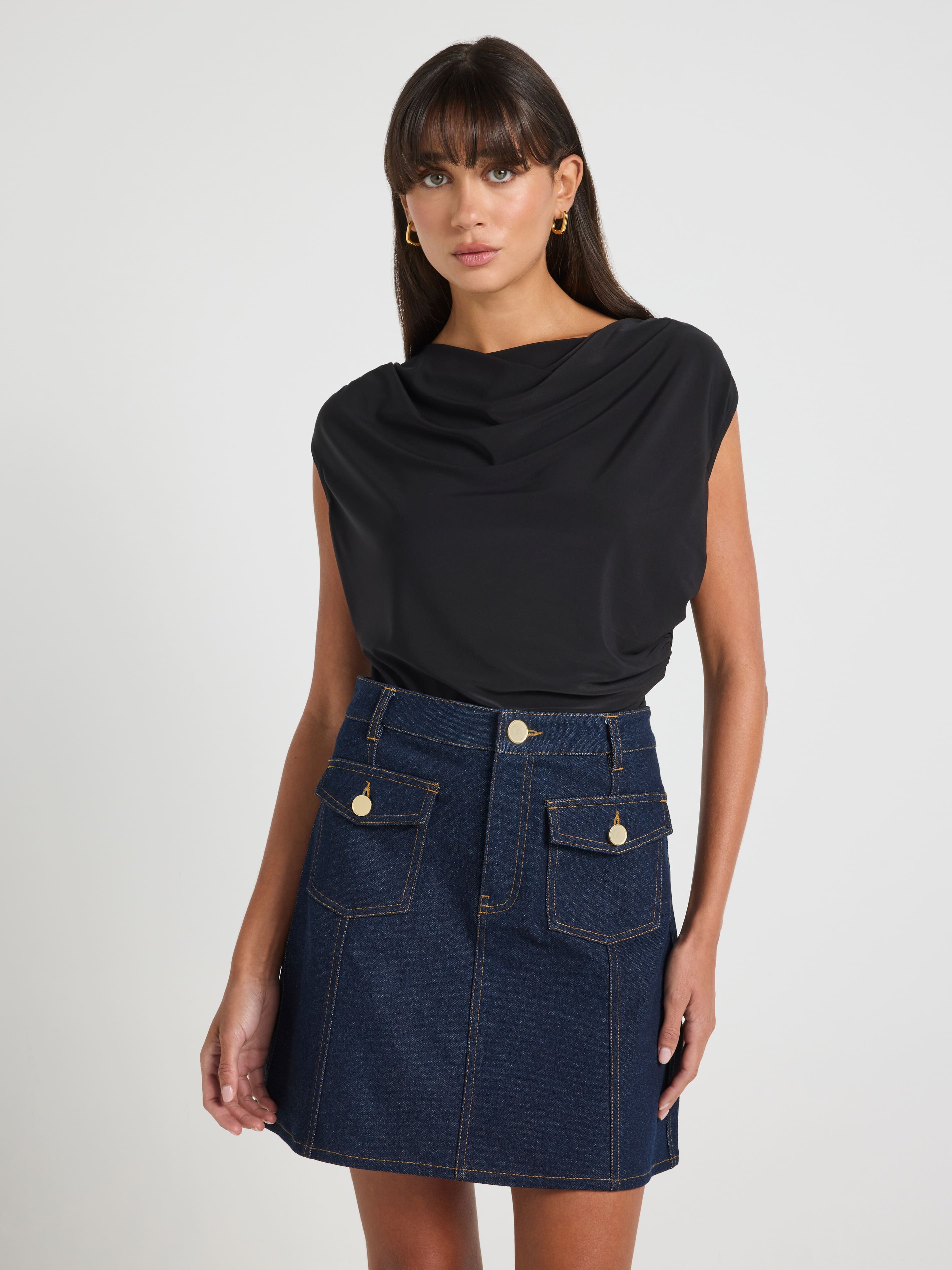 Paige Pocket Denim Mini Skirt