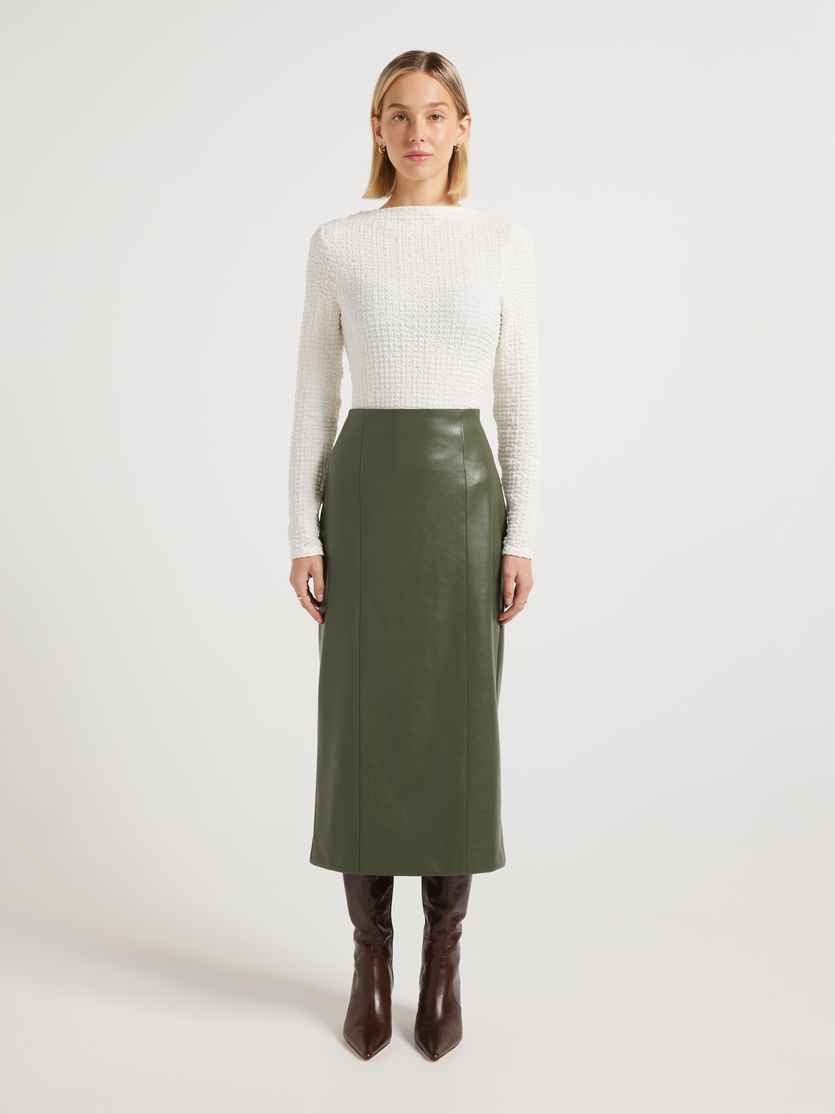 Spinning Around Faux Leather Skirt