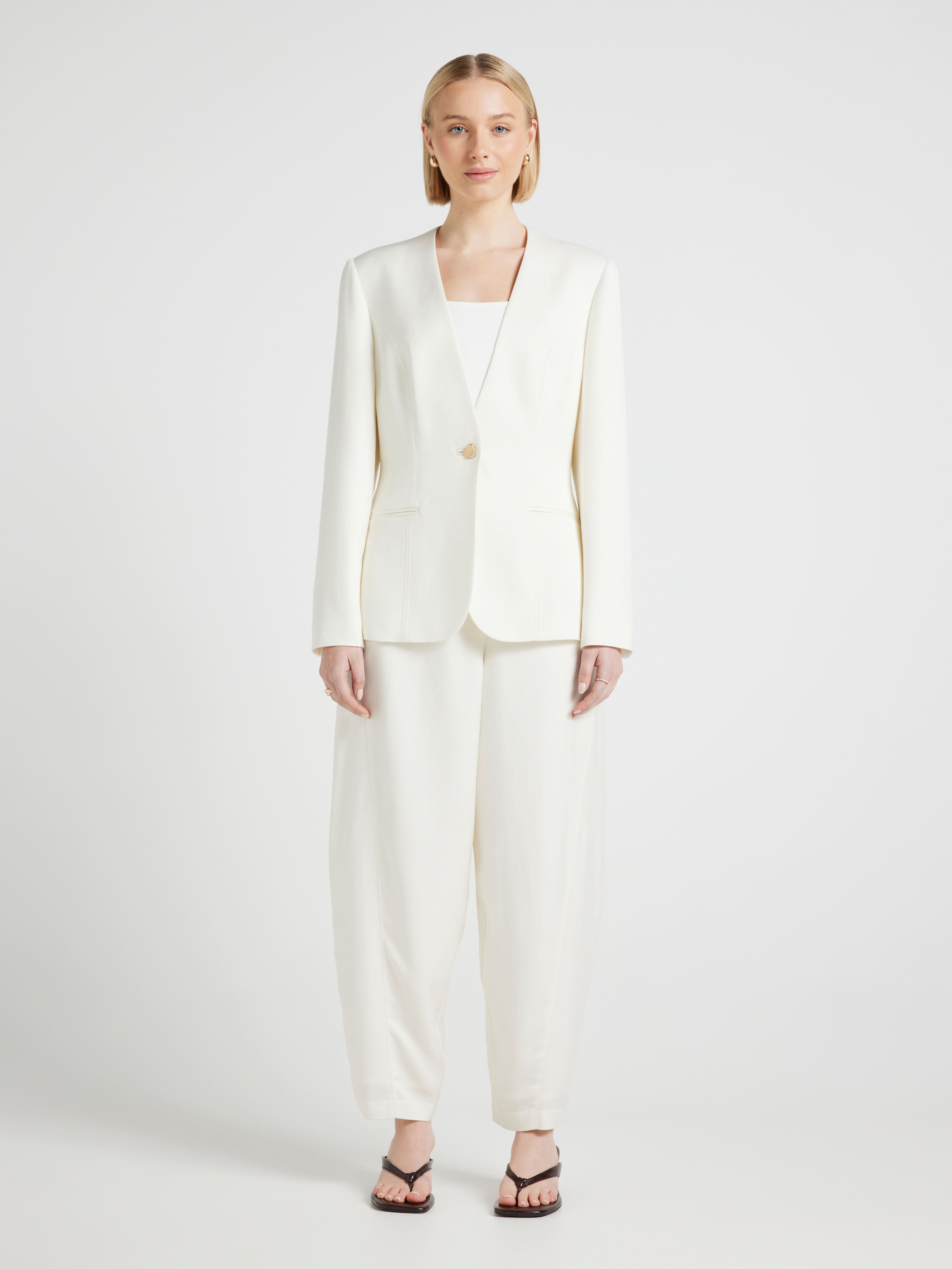Power Walk Collarless Blazer