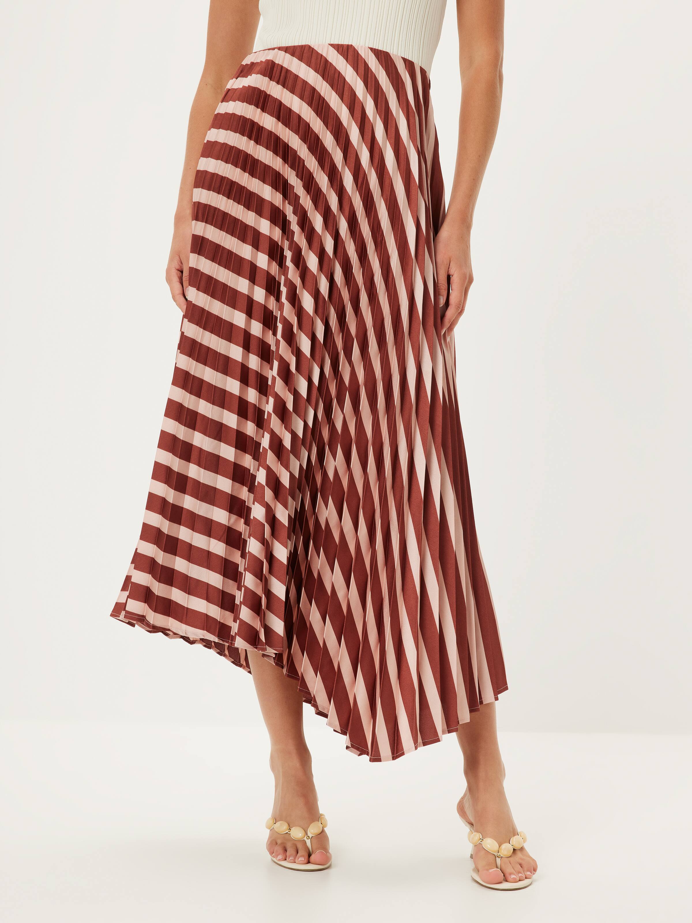 Rosewood Stripe Pleated Skirt