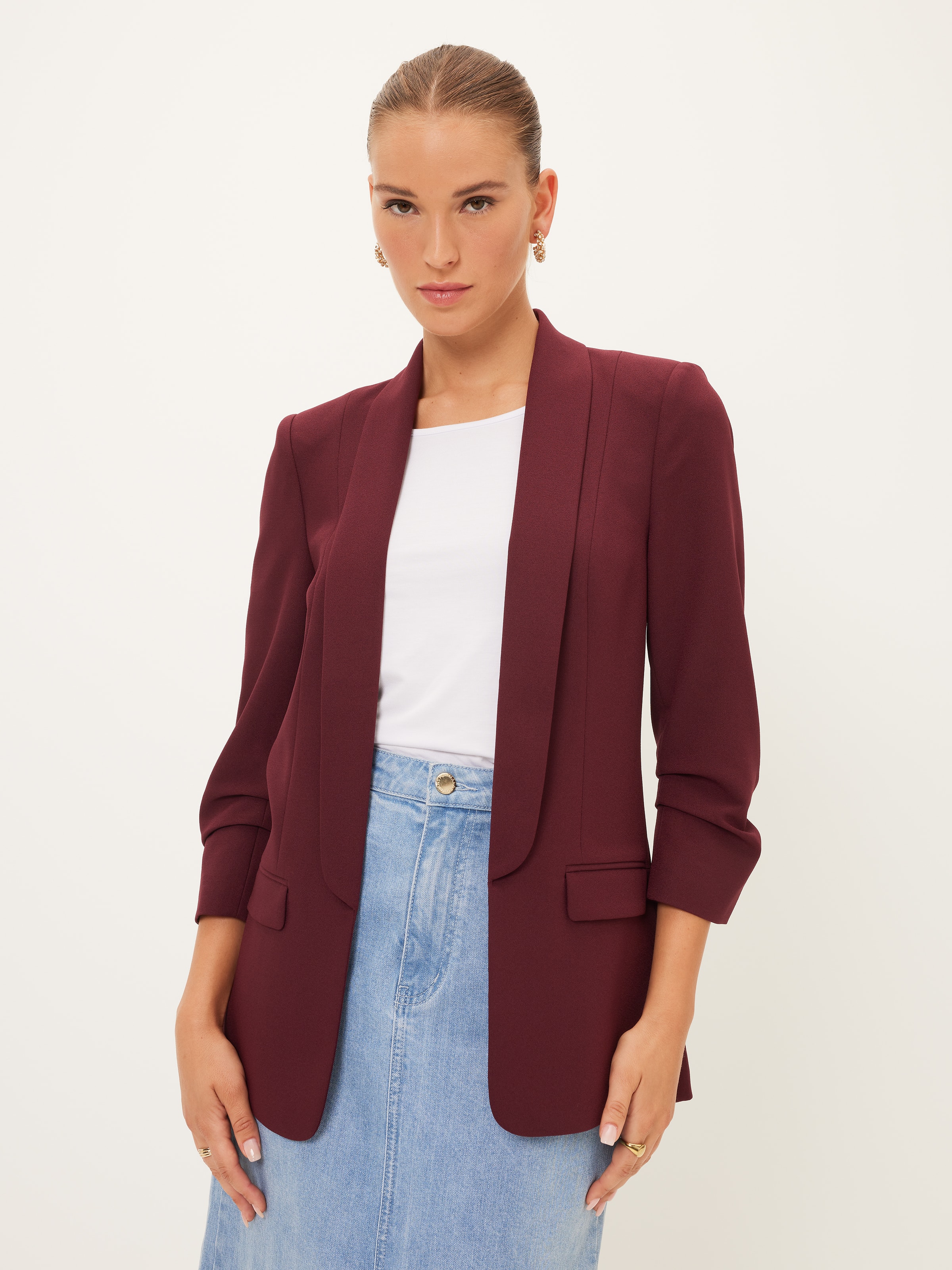 Ladies sales burgundy blazer