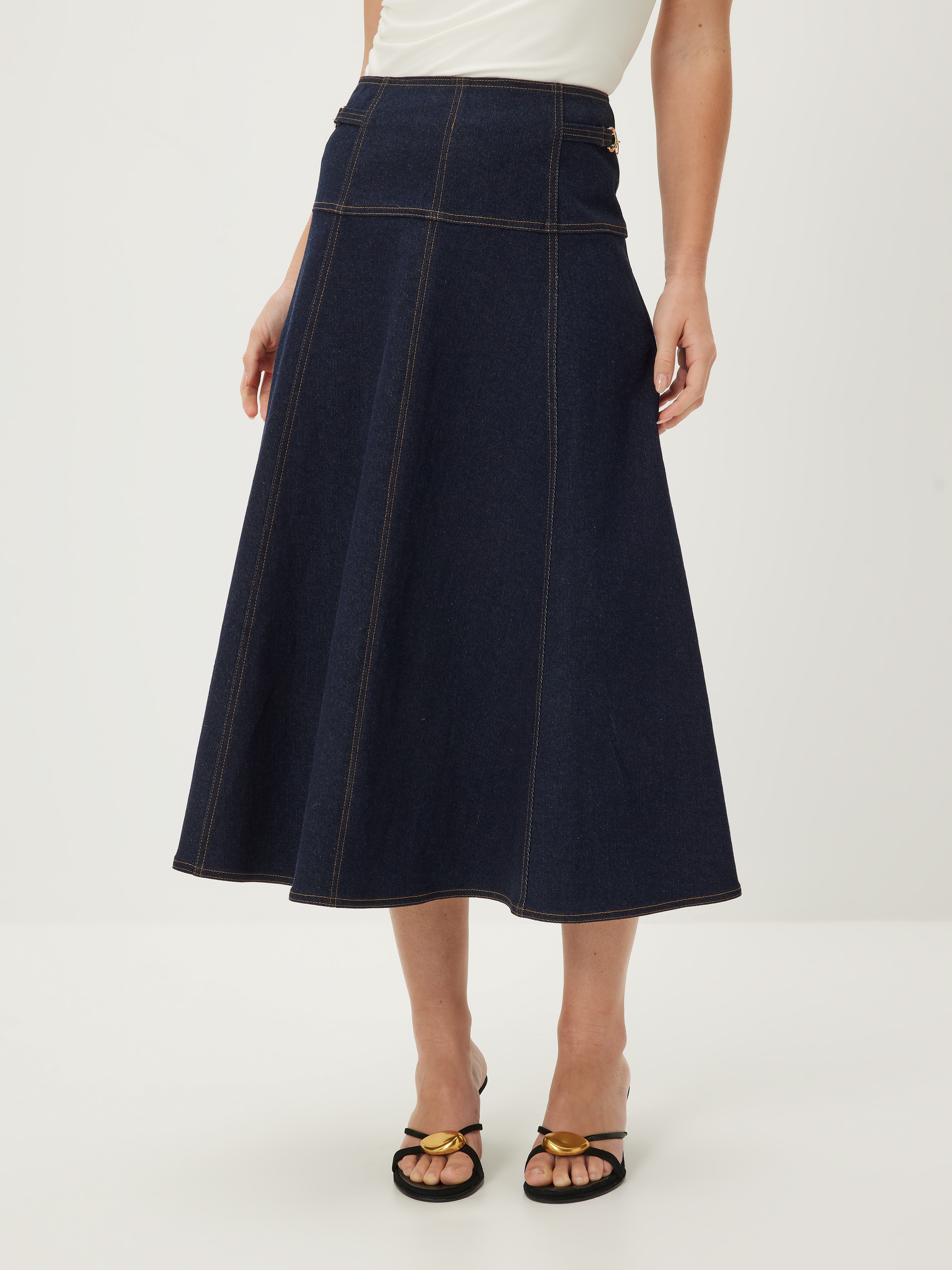 Off The Hook Denim Midi Skirt