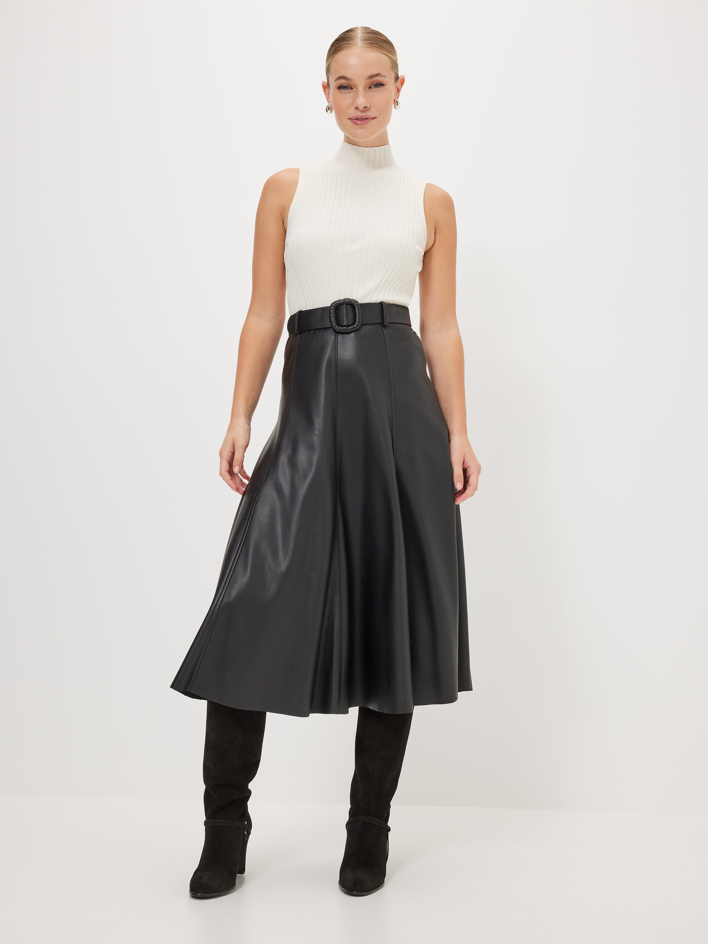 Black leather 2025 midi skirt australia