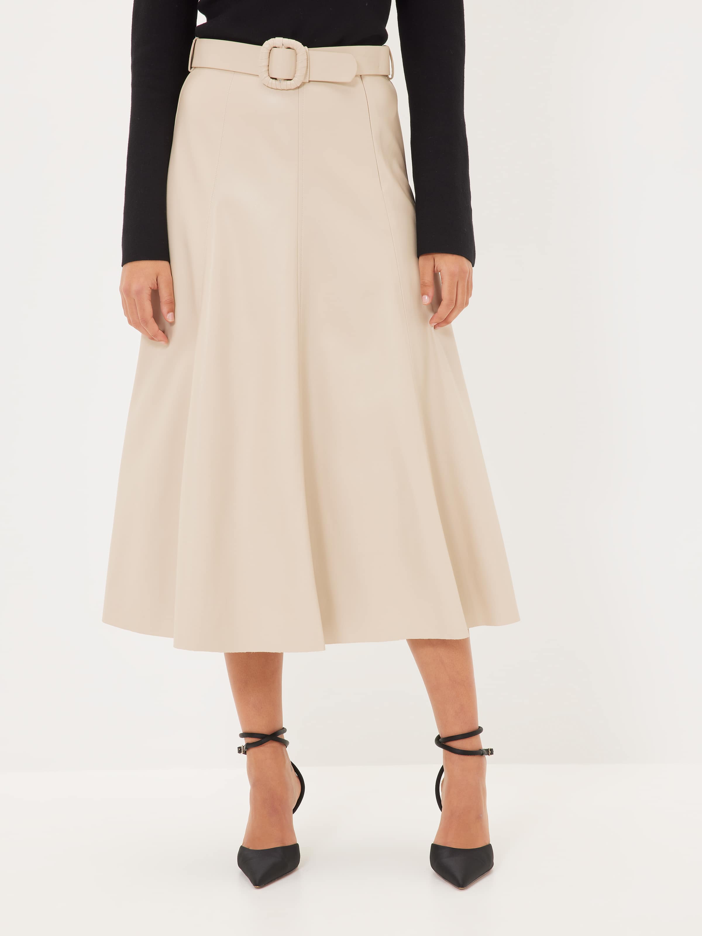 Better Days Faux Leather Midi Skirt